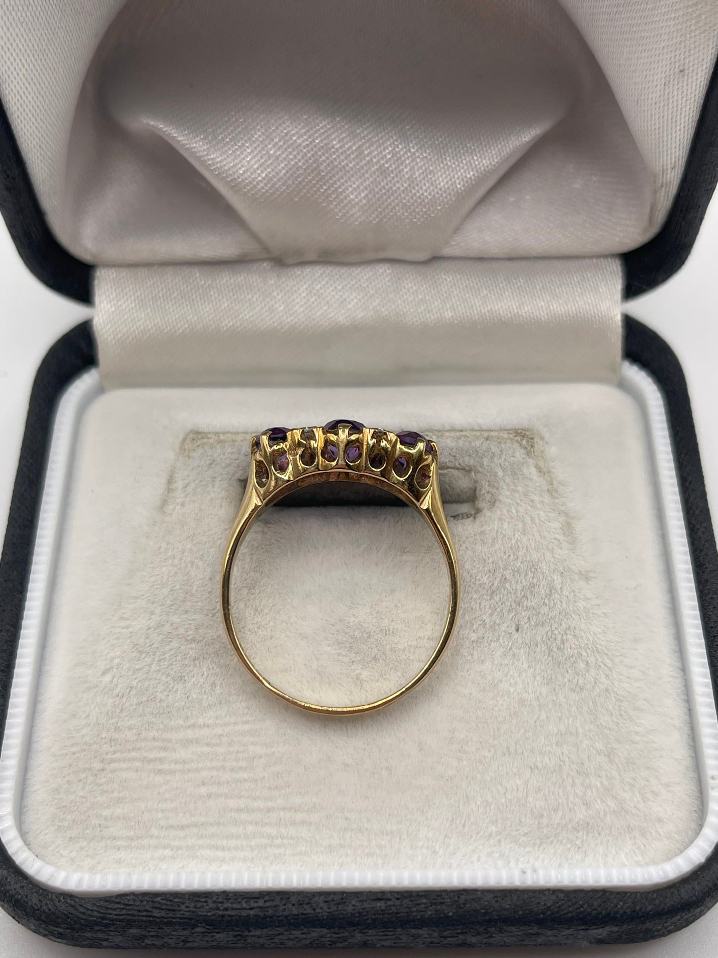 9ct gold amethyst and diamond ring