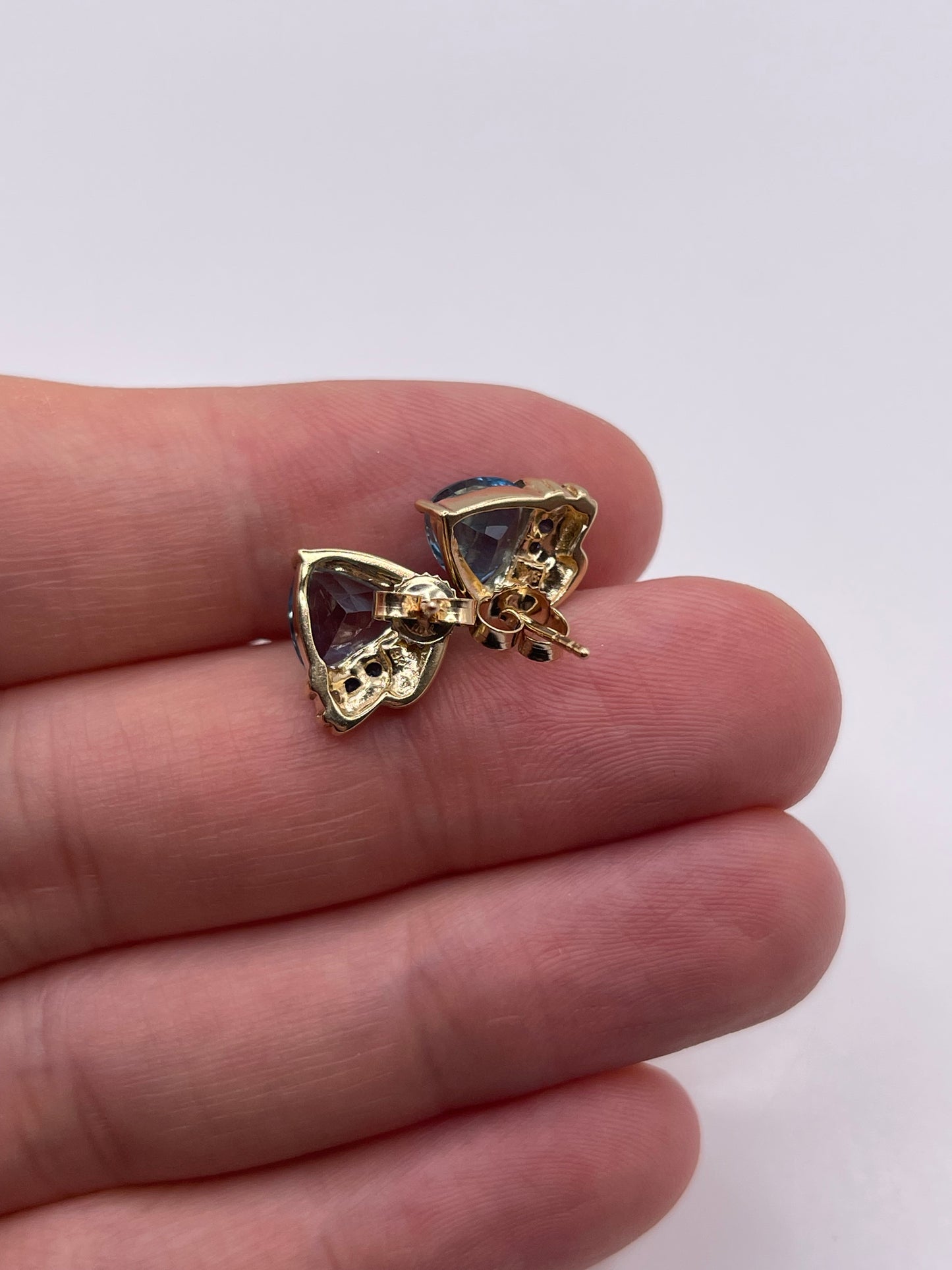 9ct gold topaz, sapphire and diamond earrings