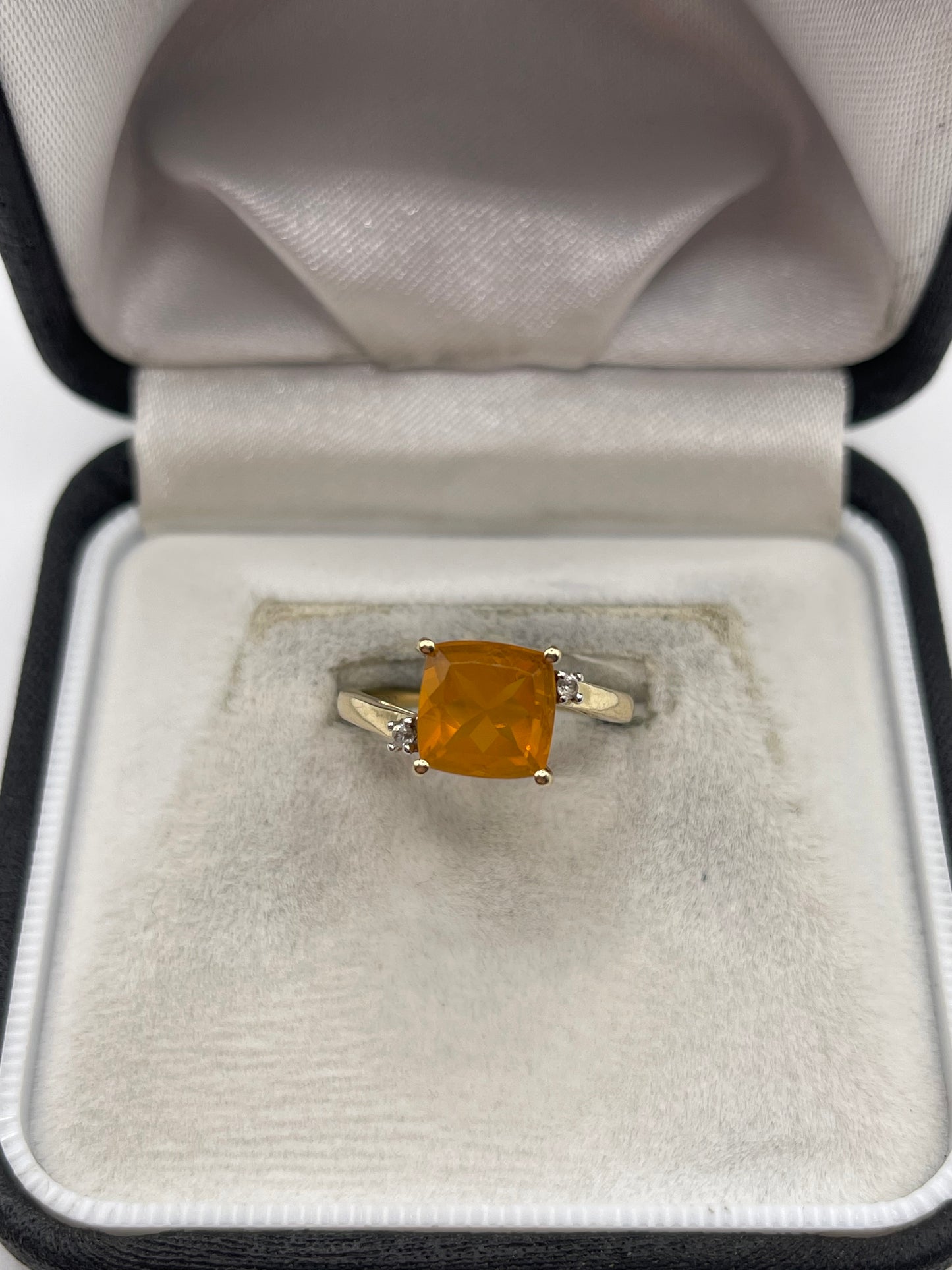 9ct gold fire opal and zircon ring