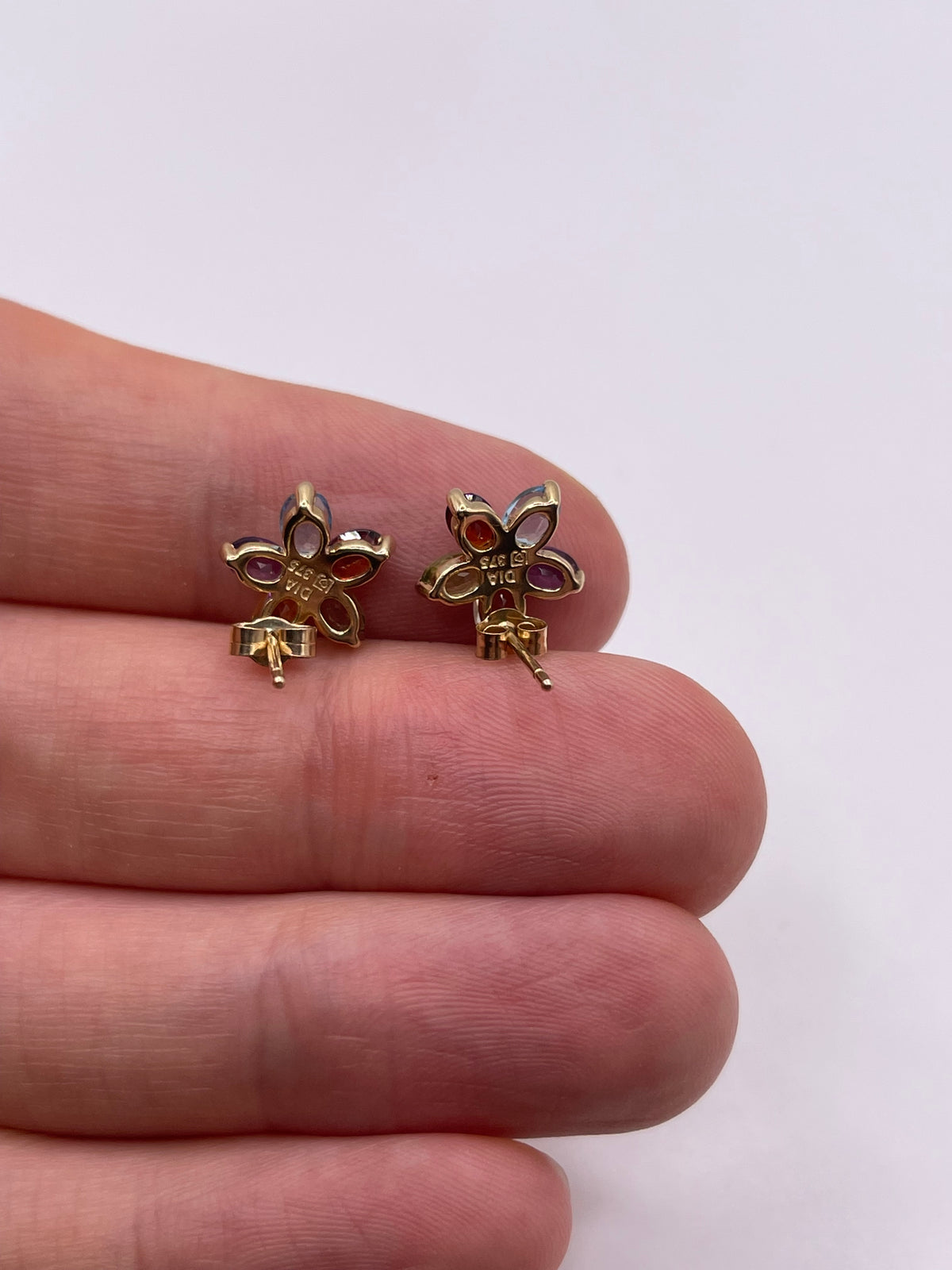9ct gold multi gemstone and diamond earrings