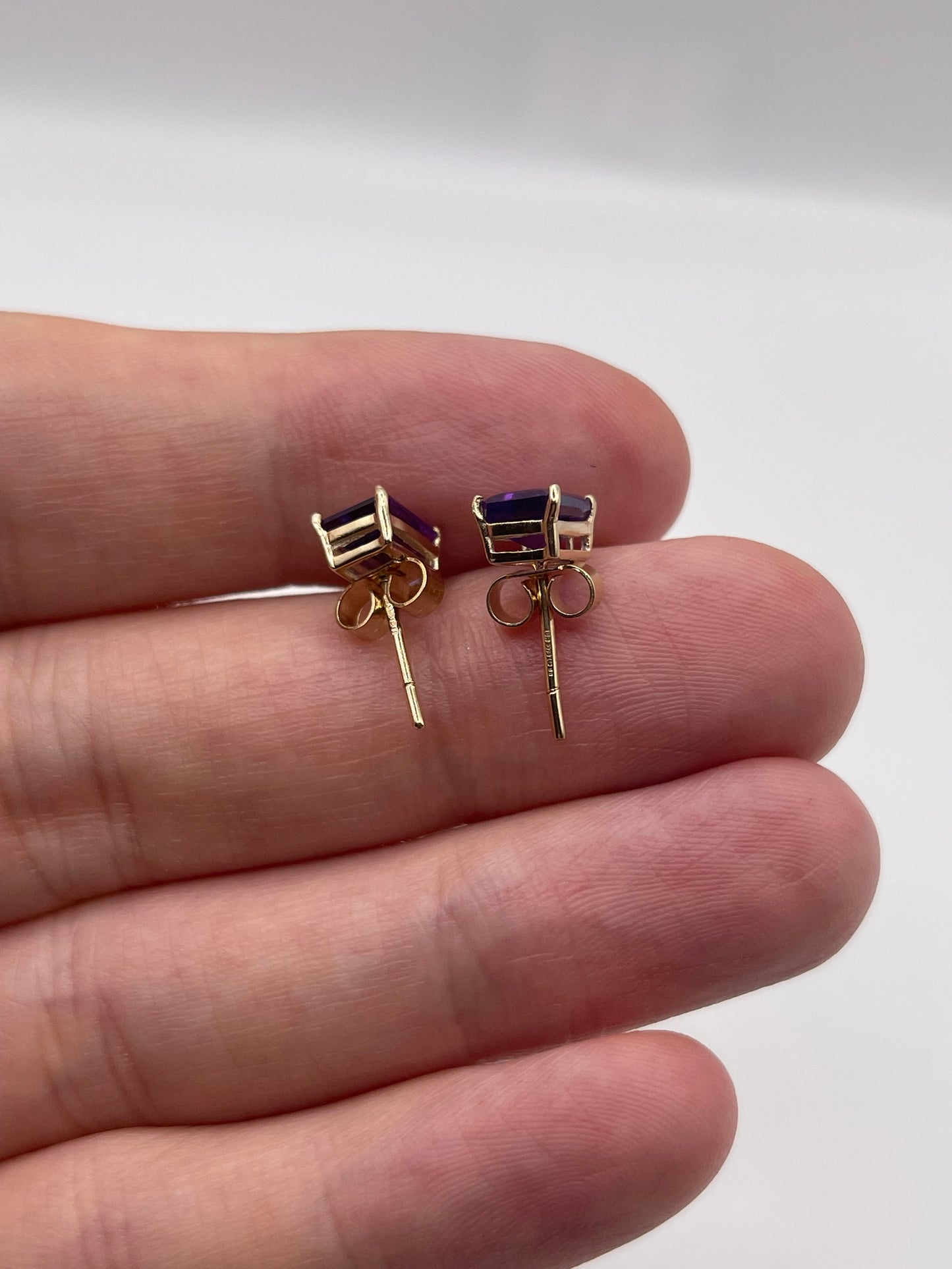 9ct gold amethyst and diamond earrings