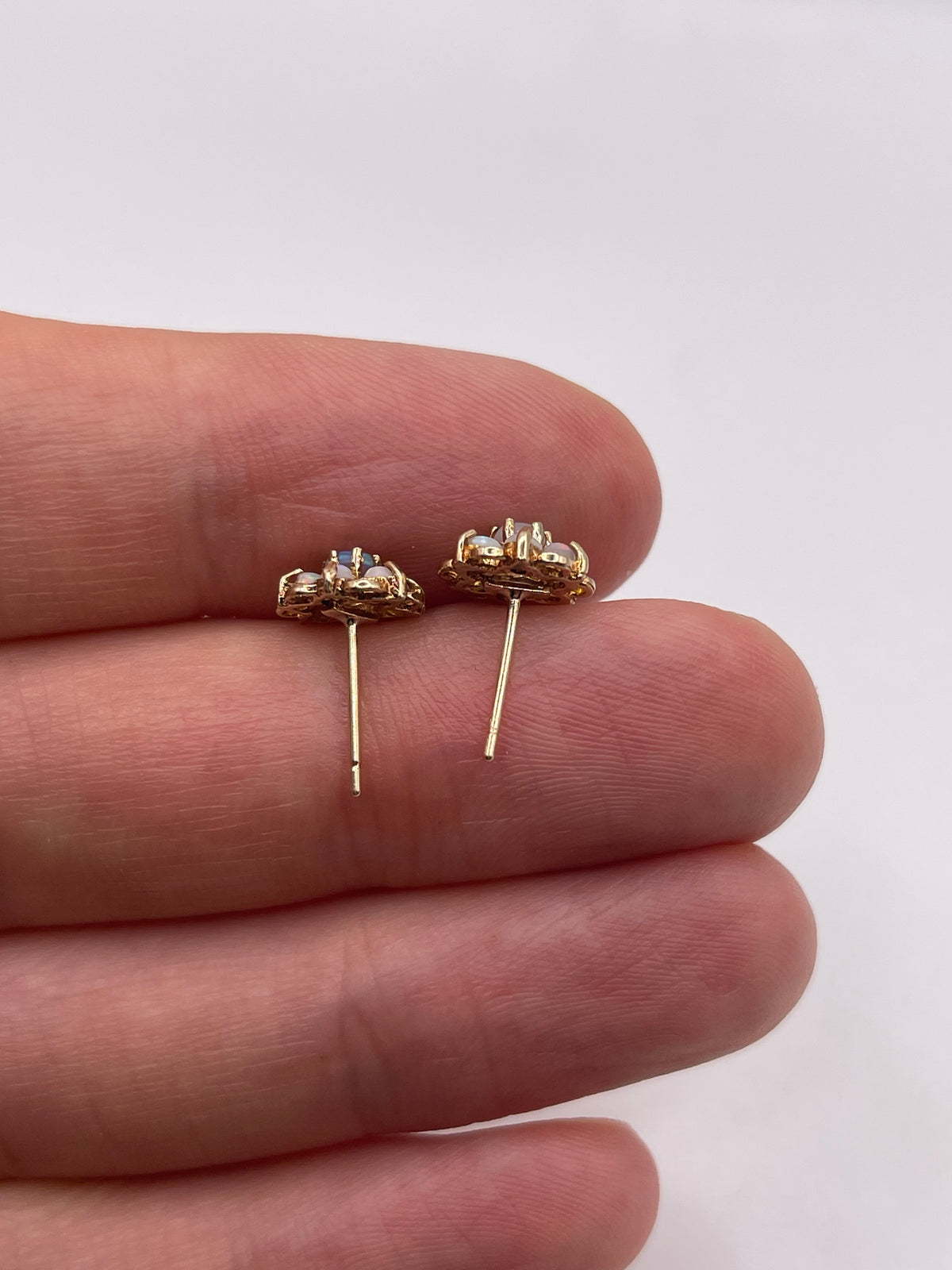 9ct gold opal cluster earrings
