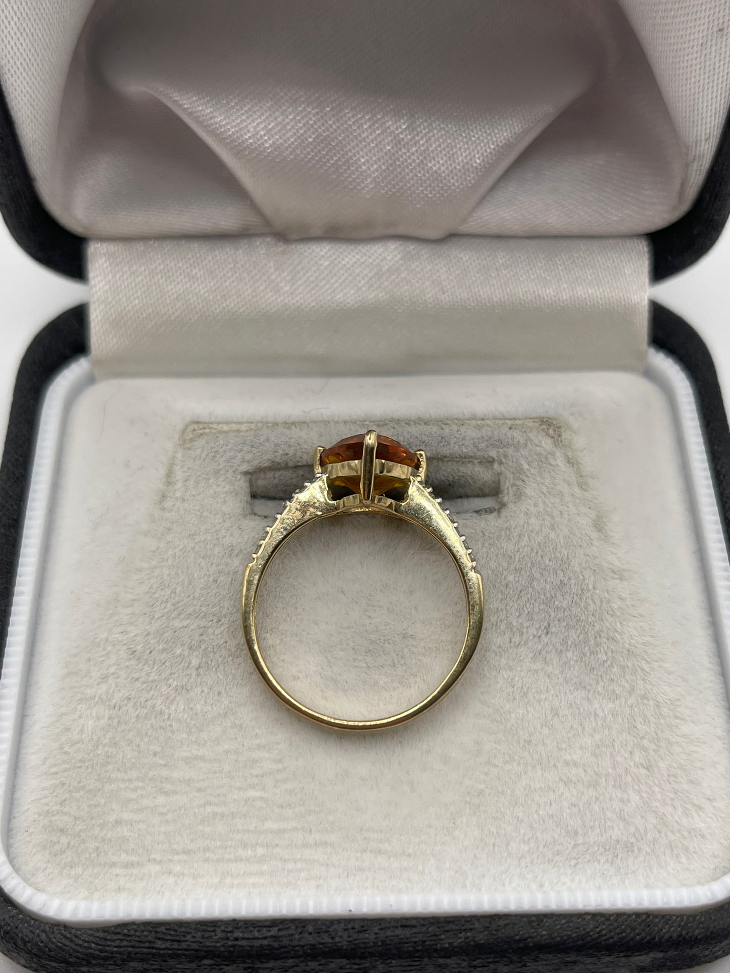 9ct gold fire opal and zircon ring