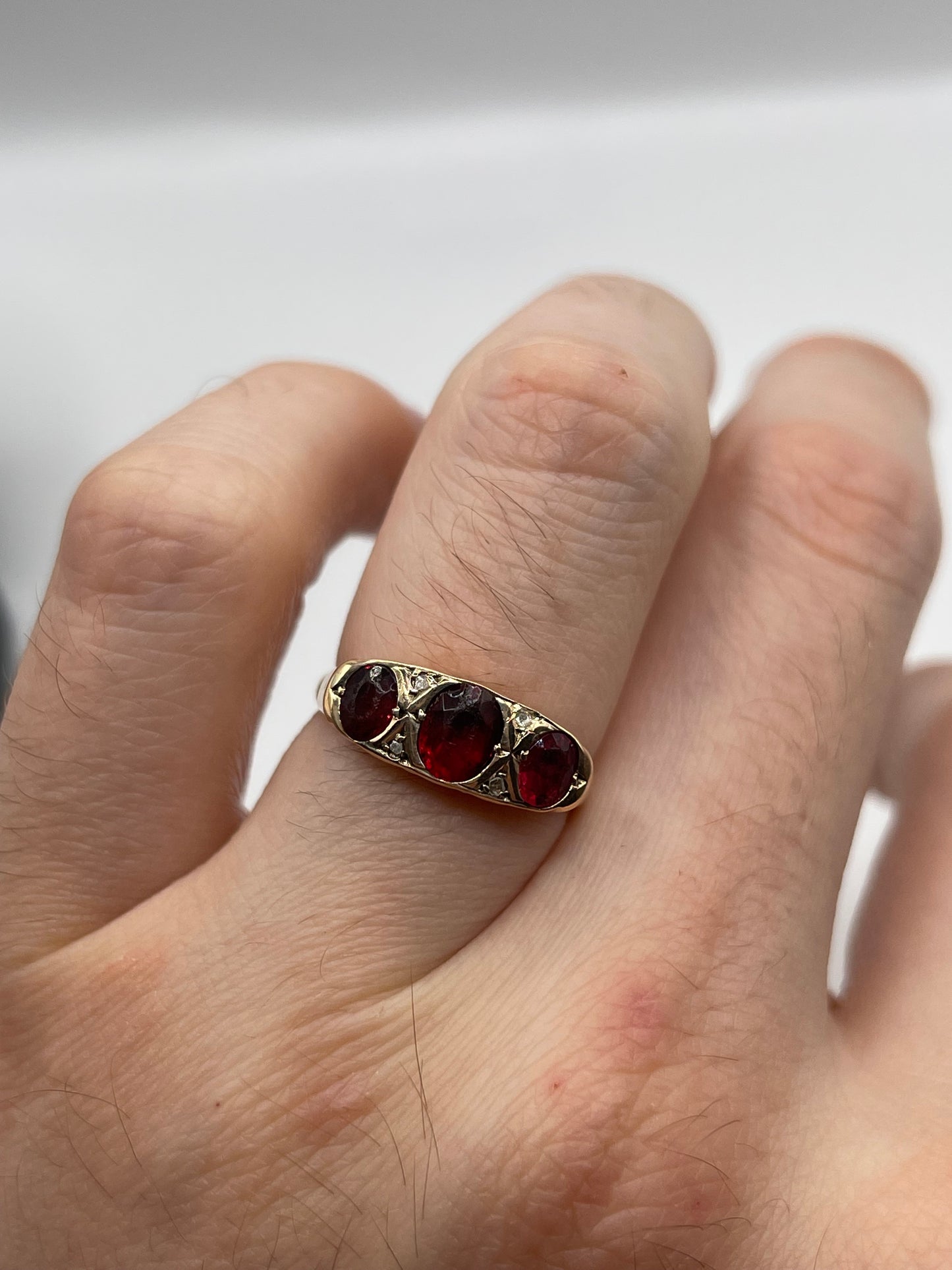 Antique 9ct rose gold paste and diamond ring