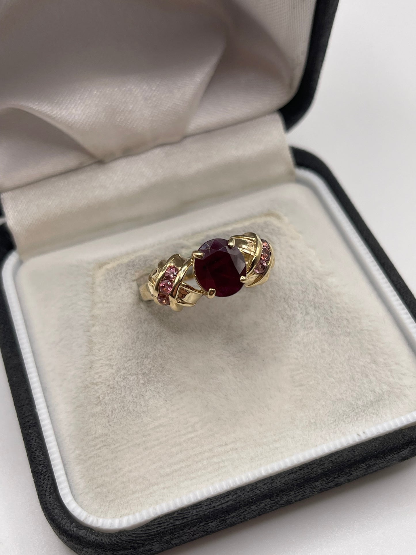 9ct gold ruby and tourmaline ring
