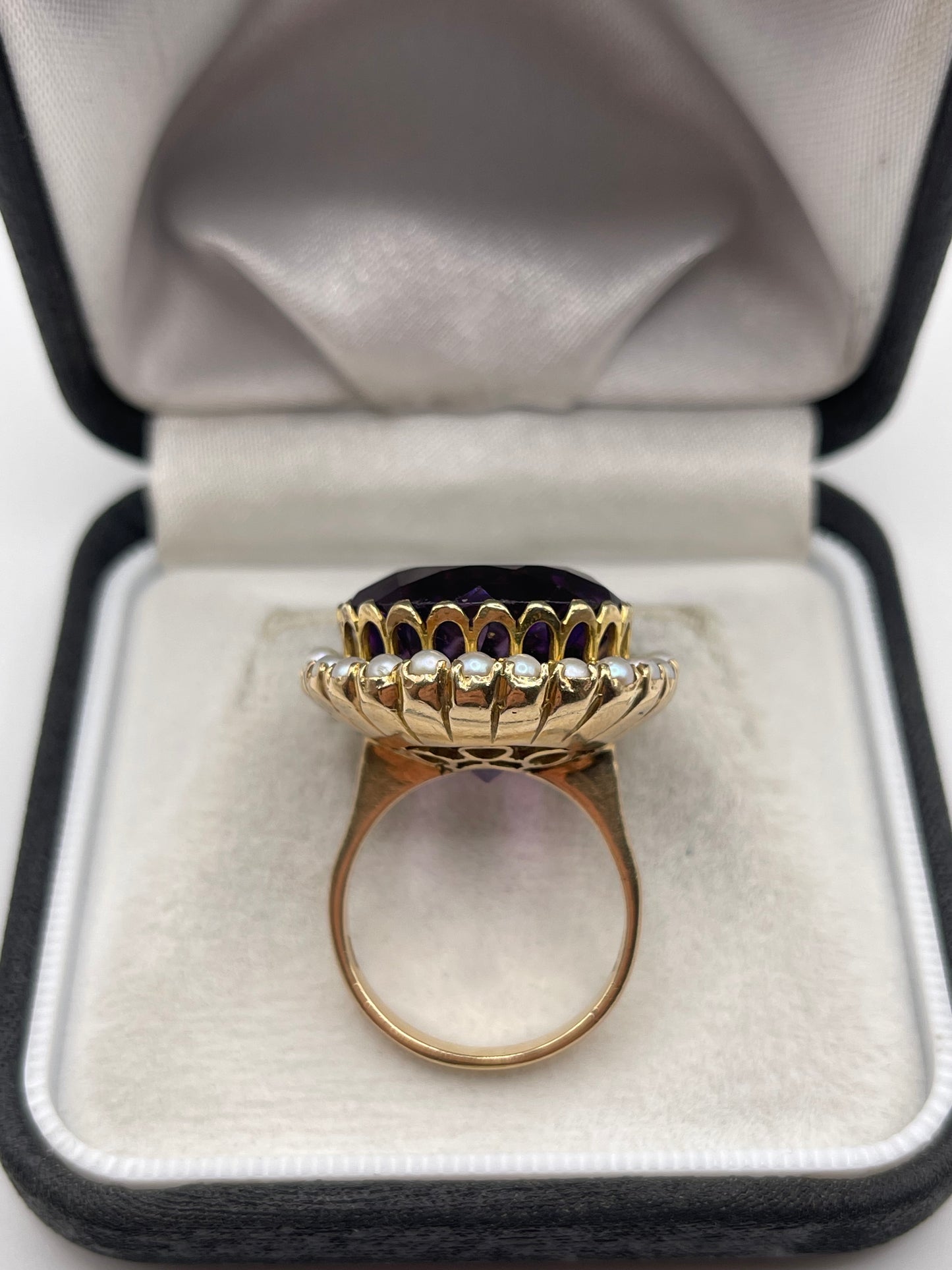 9ct gold amethyst and pearl ring