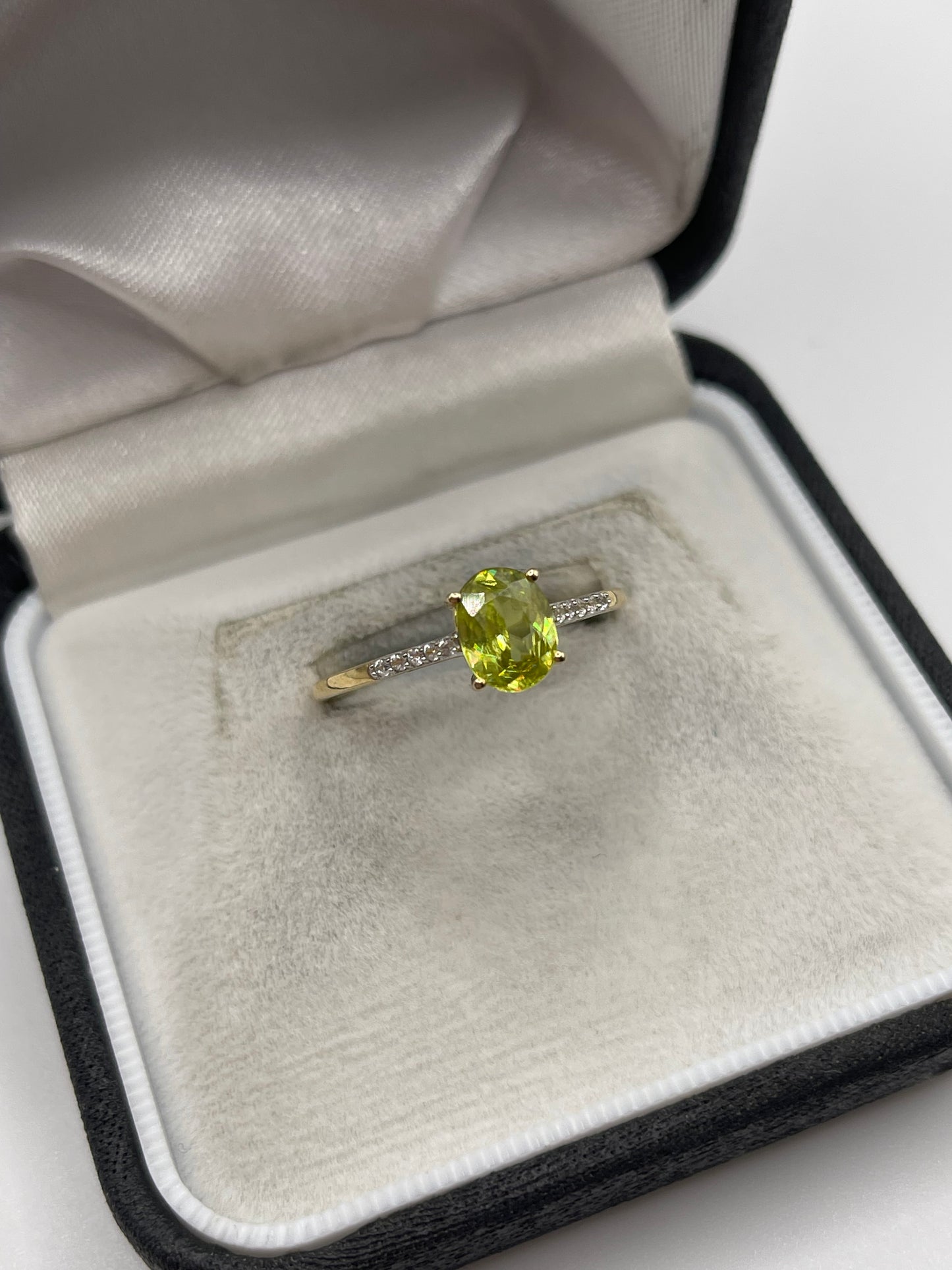 9ct gold sphene and zircon ring