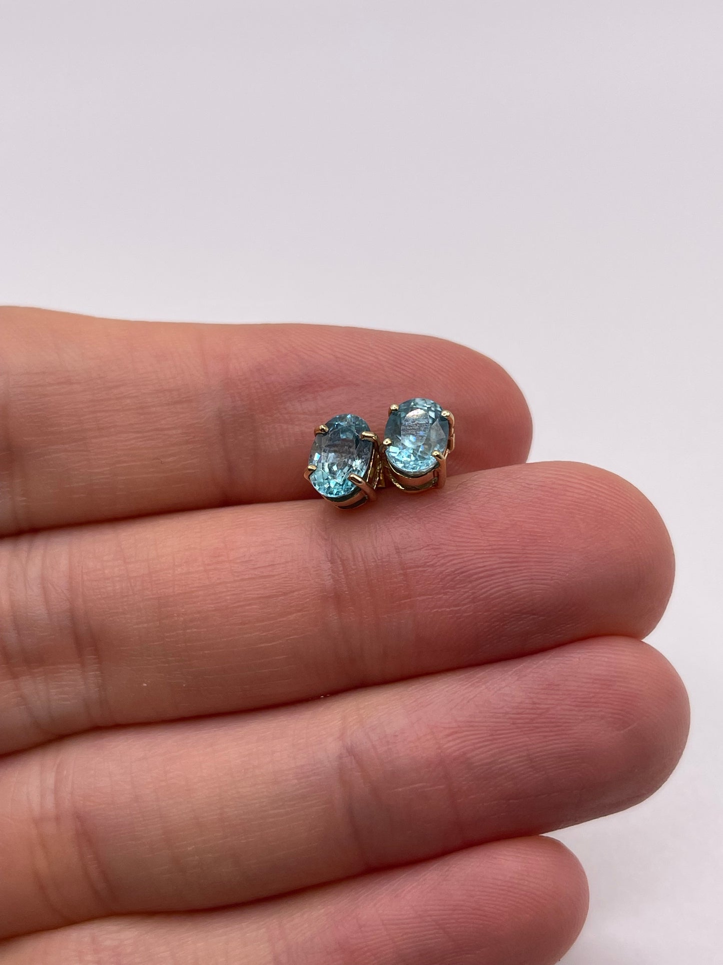 9ct gold blue zircon earrings