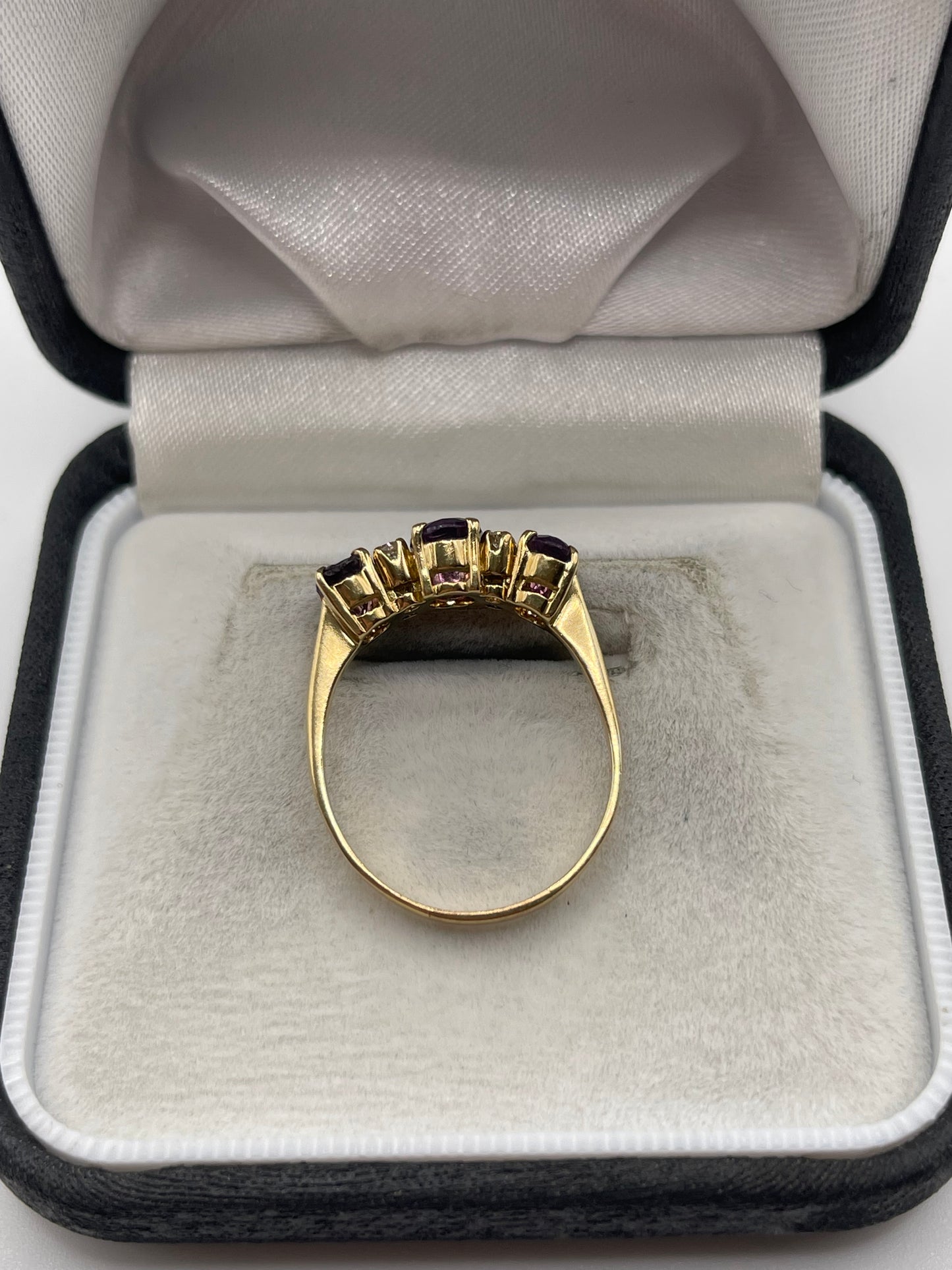 14ct gold amethyst and diamond ring