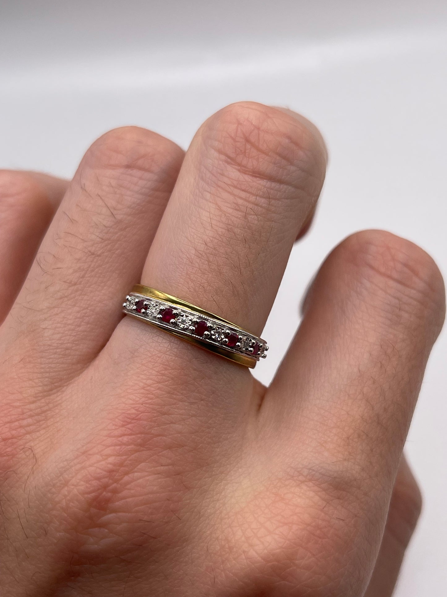 9ct gold ruby and diamond ring