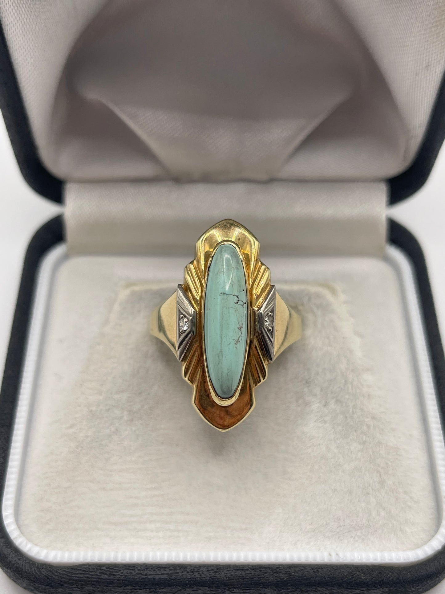 14ct gold turquoise and diamond ring