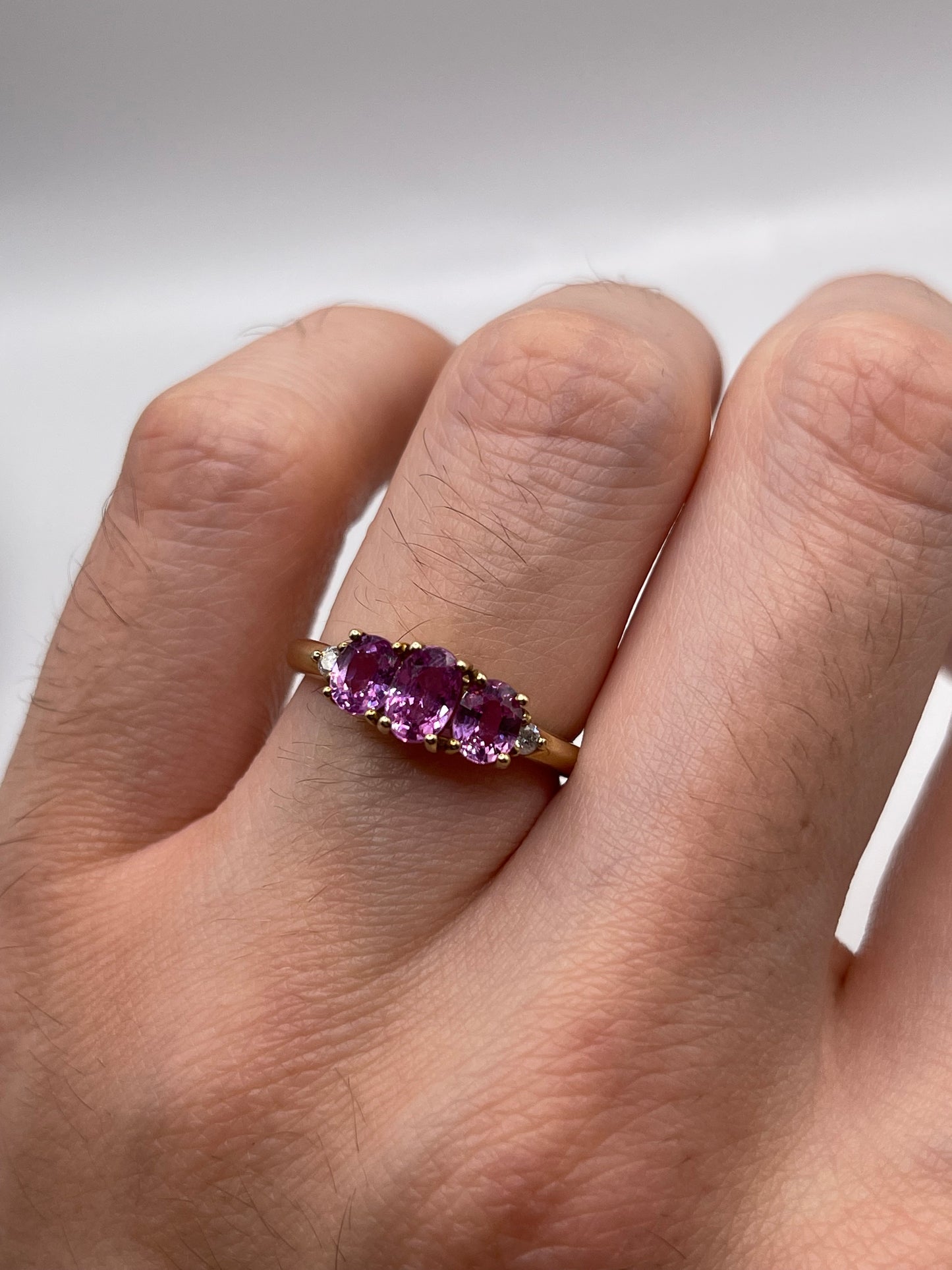9ct gold pink sapphire and diamond ring