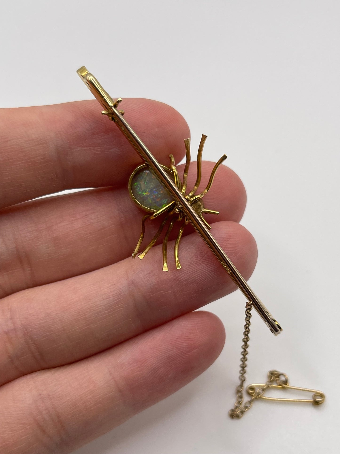 Antique 15ct gold opal and pearl spider brooch