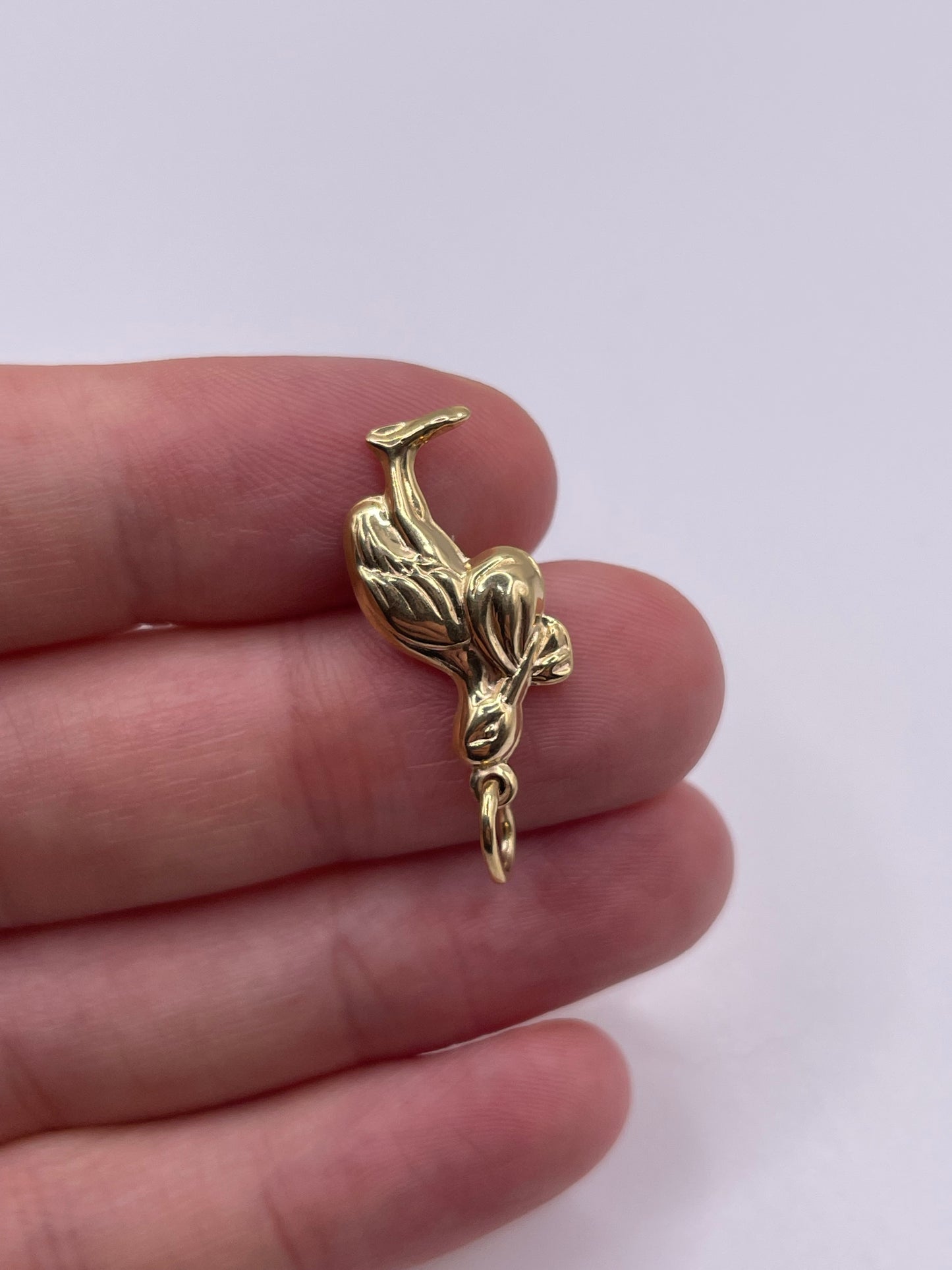 9ct gold stork and baby charm