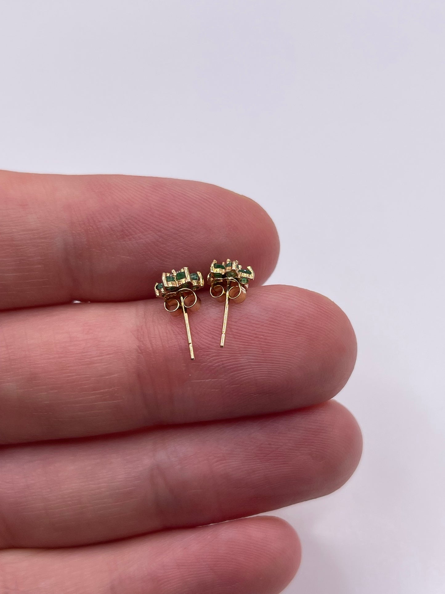 9ct gold emerald and cz earrings
