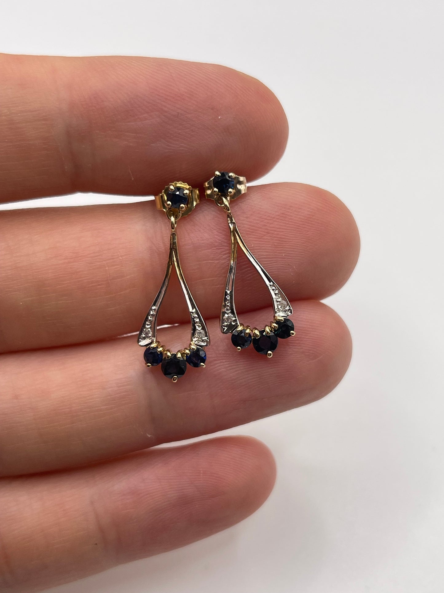 9ct gold sapphire and diamond earrings