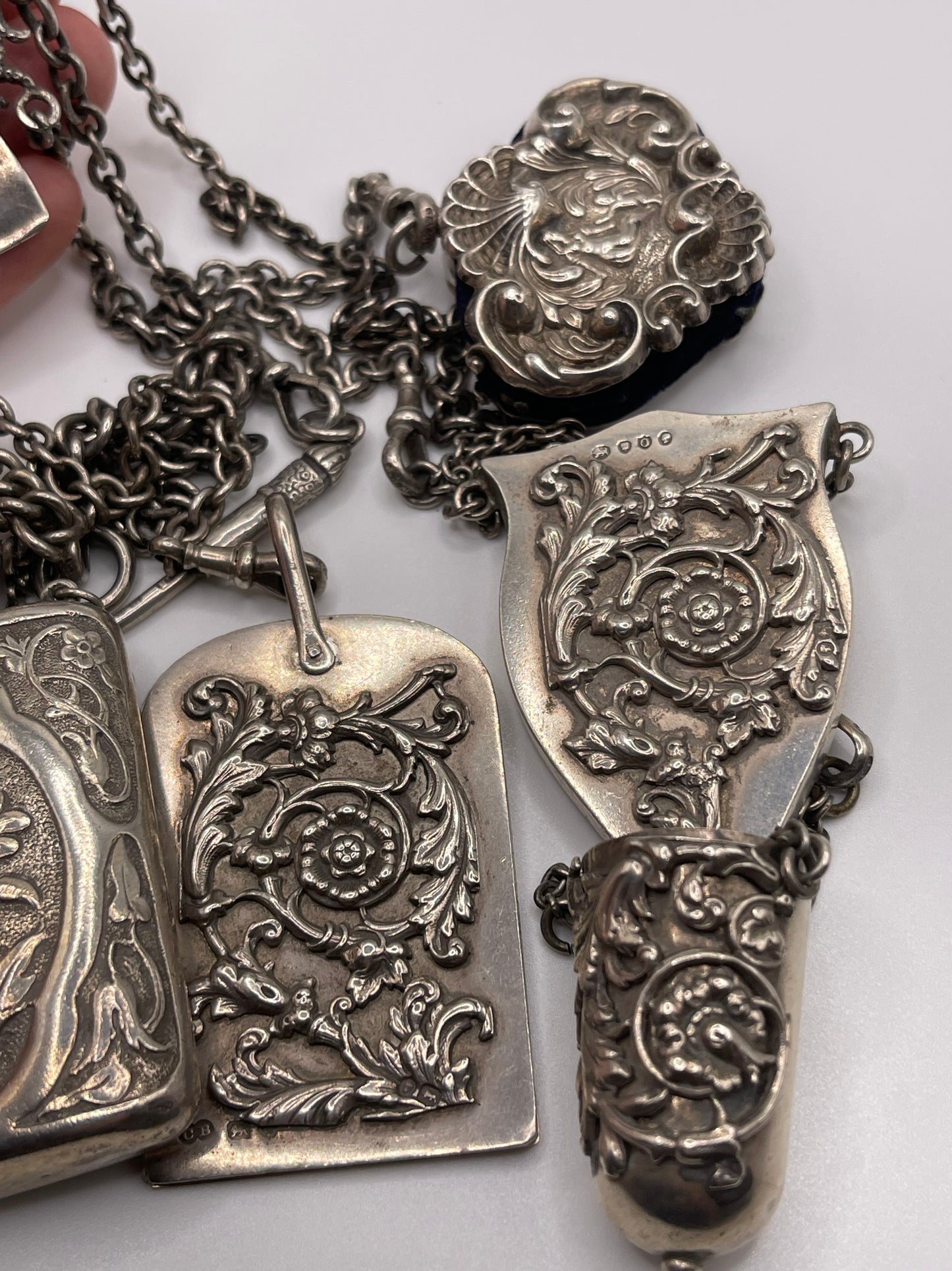 Antique Victorian silver chatelaine