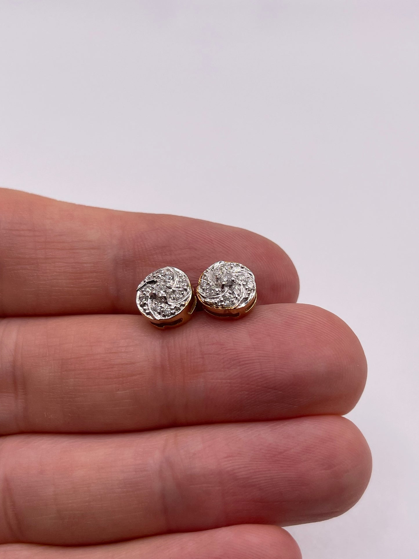 9ct gold diamond cluster earrings