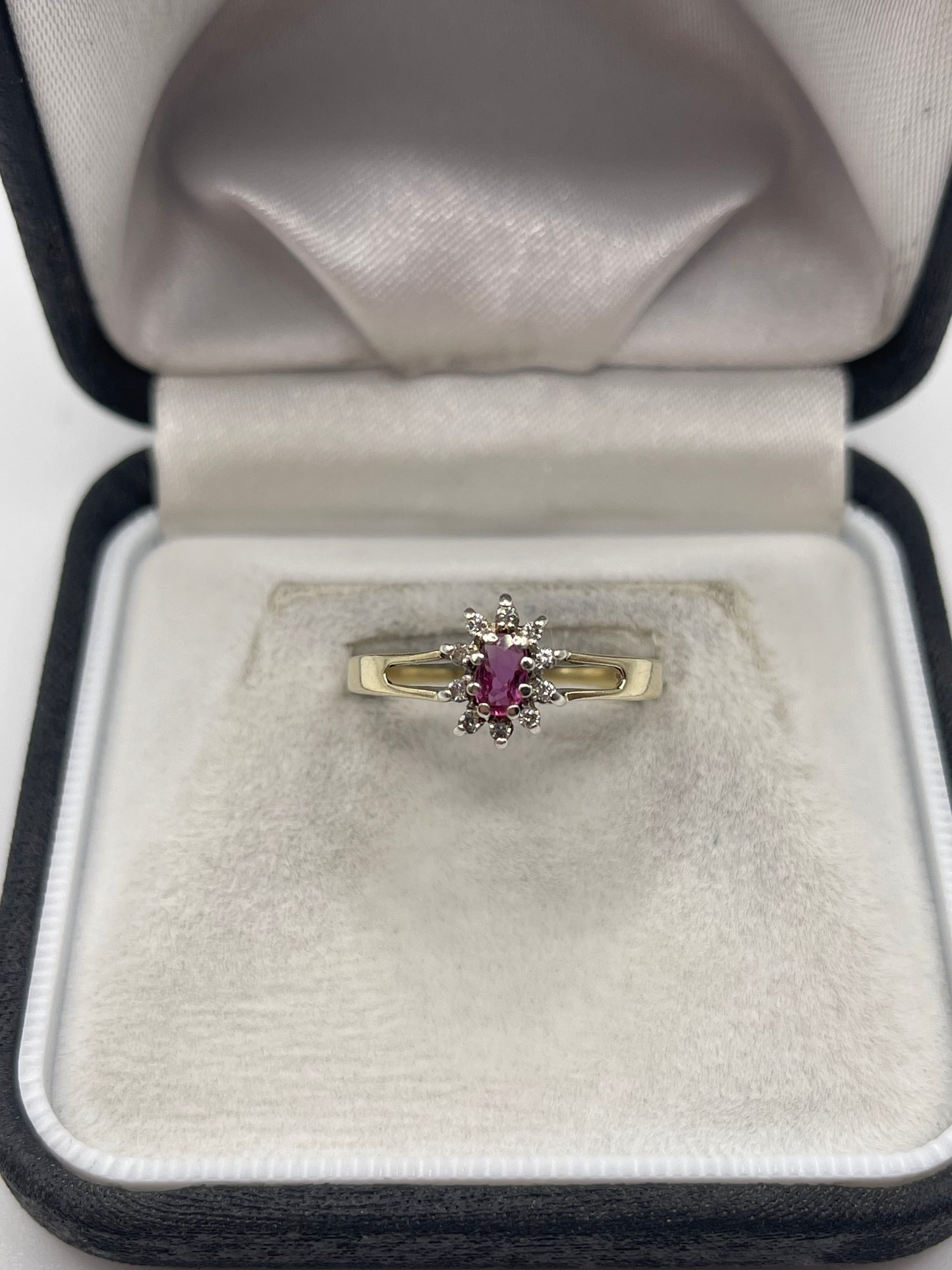 9ct gold ruby and diamond ring