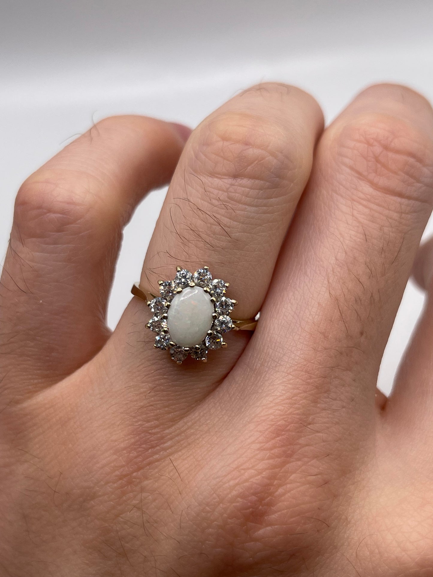 9ct gold opal and cz ring
