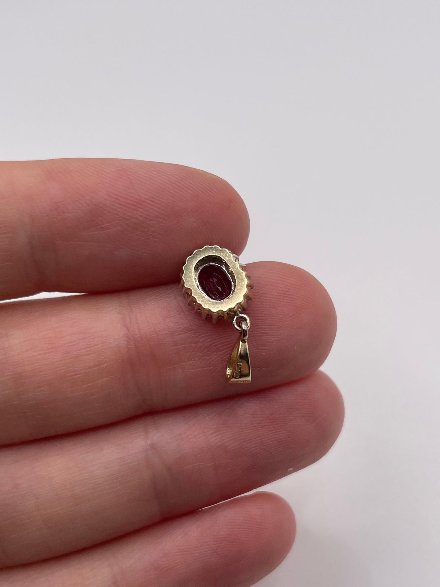 9ct gold ruby and diamond pendant