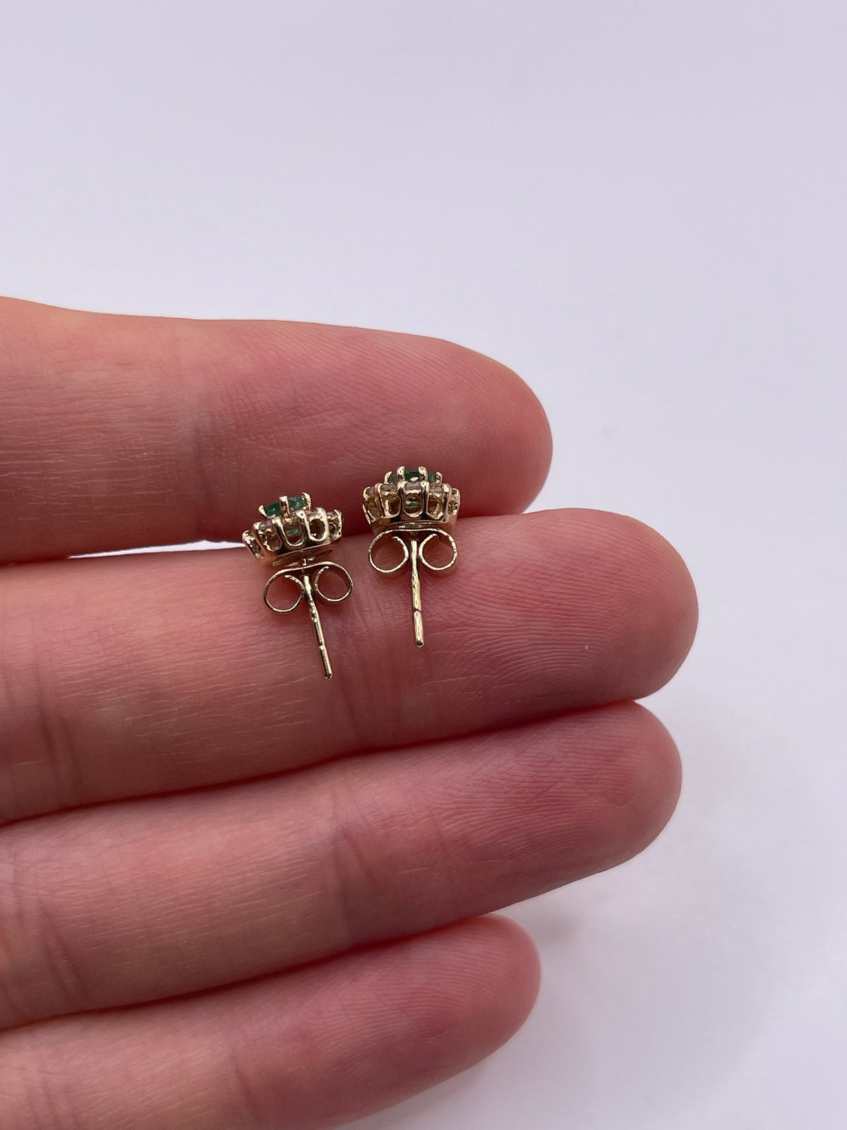 9ct gold emerald and diamond earrings