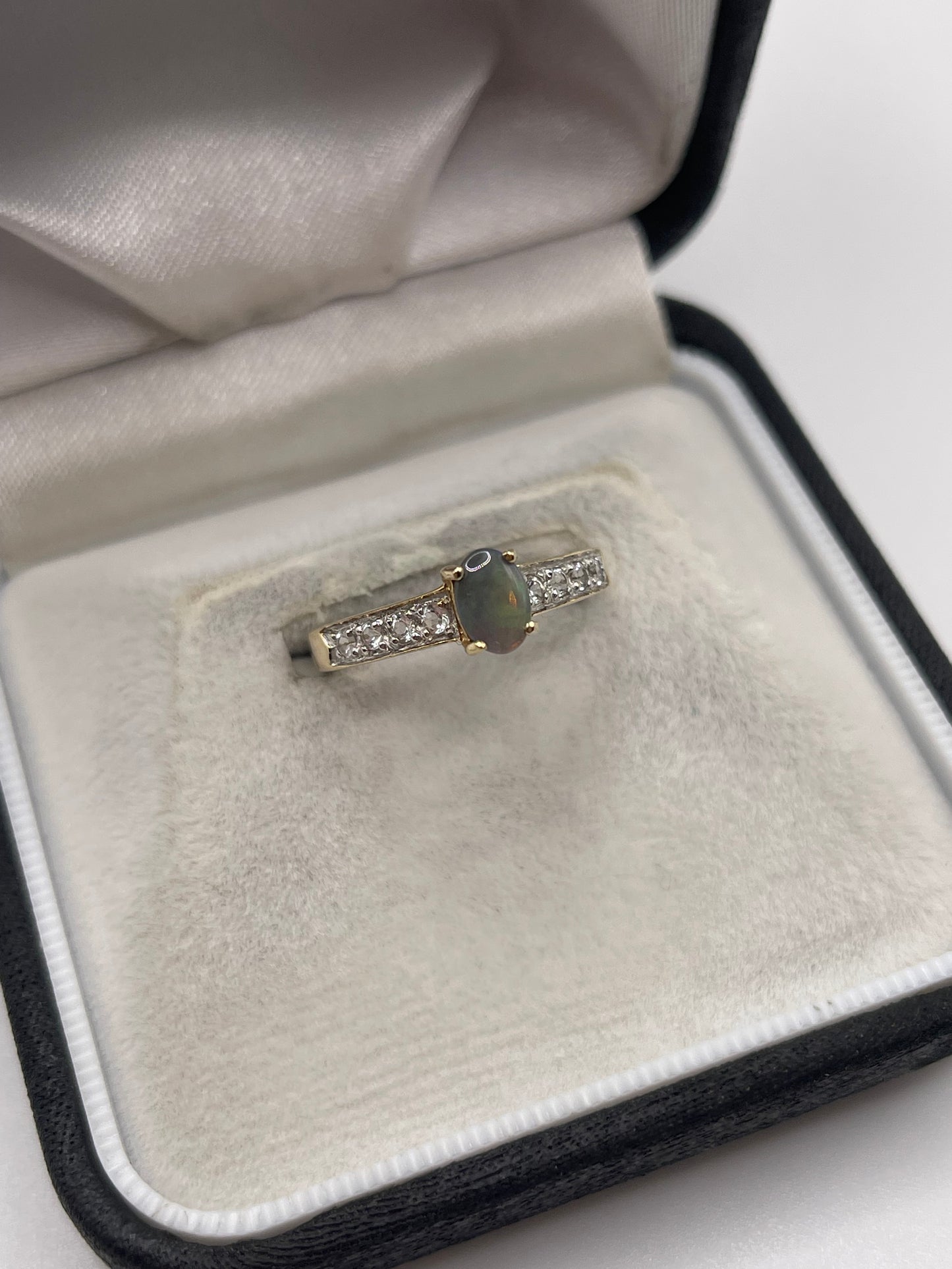 9ct gold opal and zircon ring