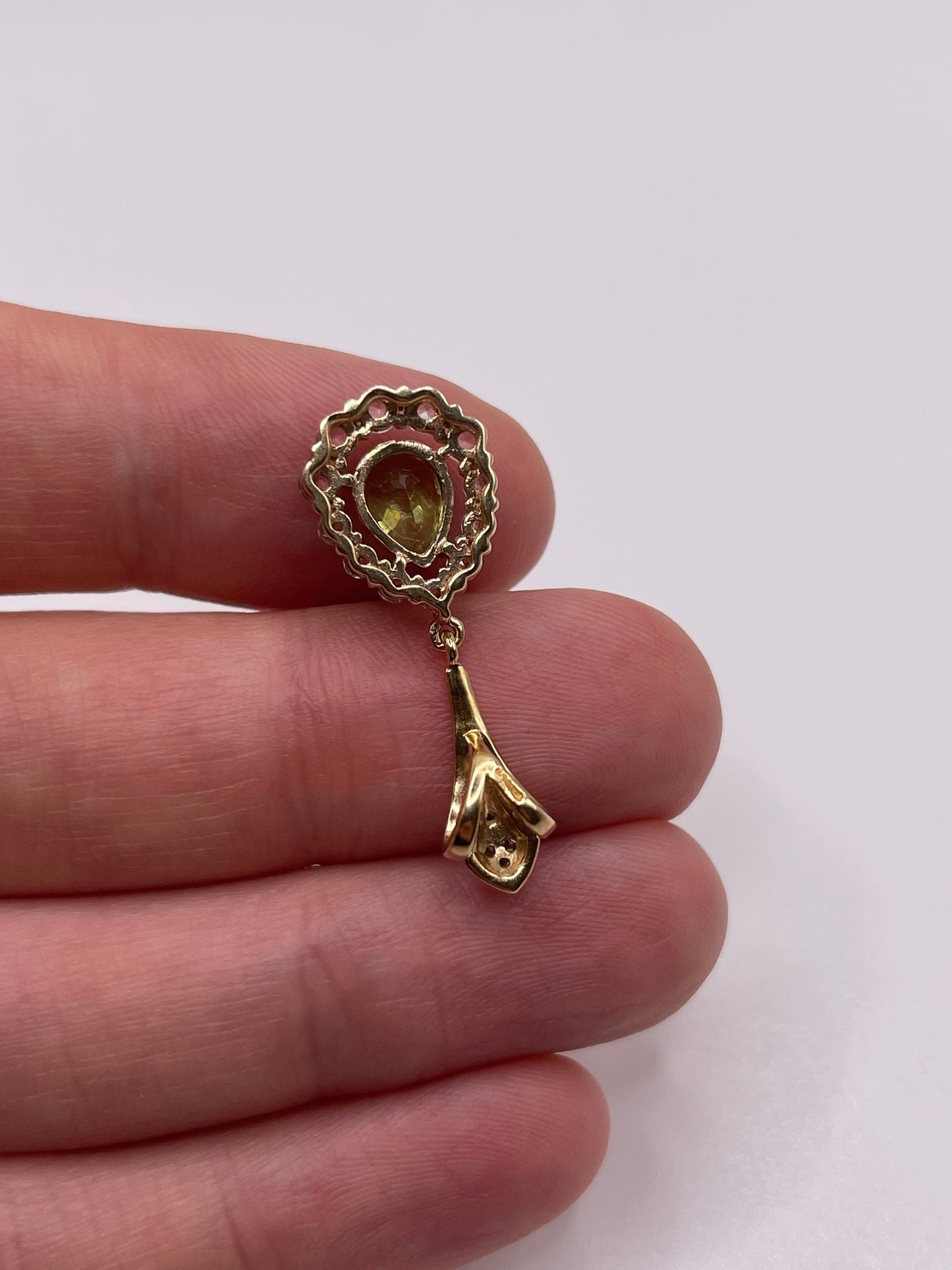 9ct gold peridot, topaz and diamond pendant