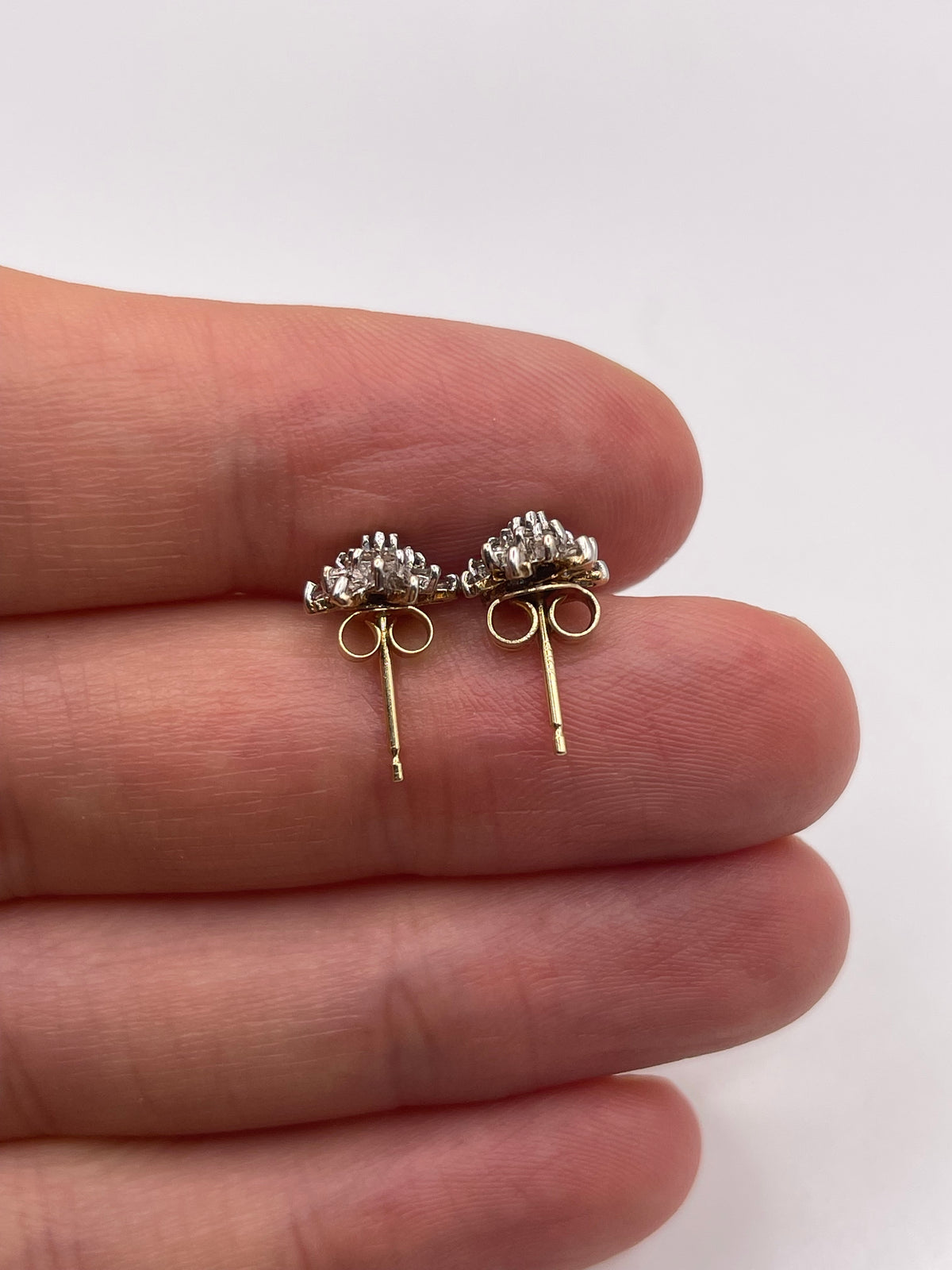 9ct gold diamond cluster earrings