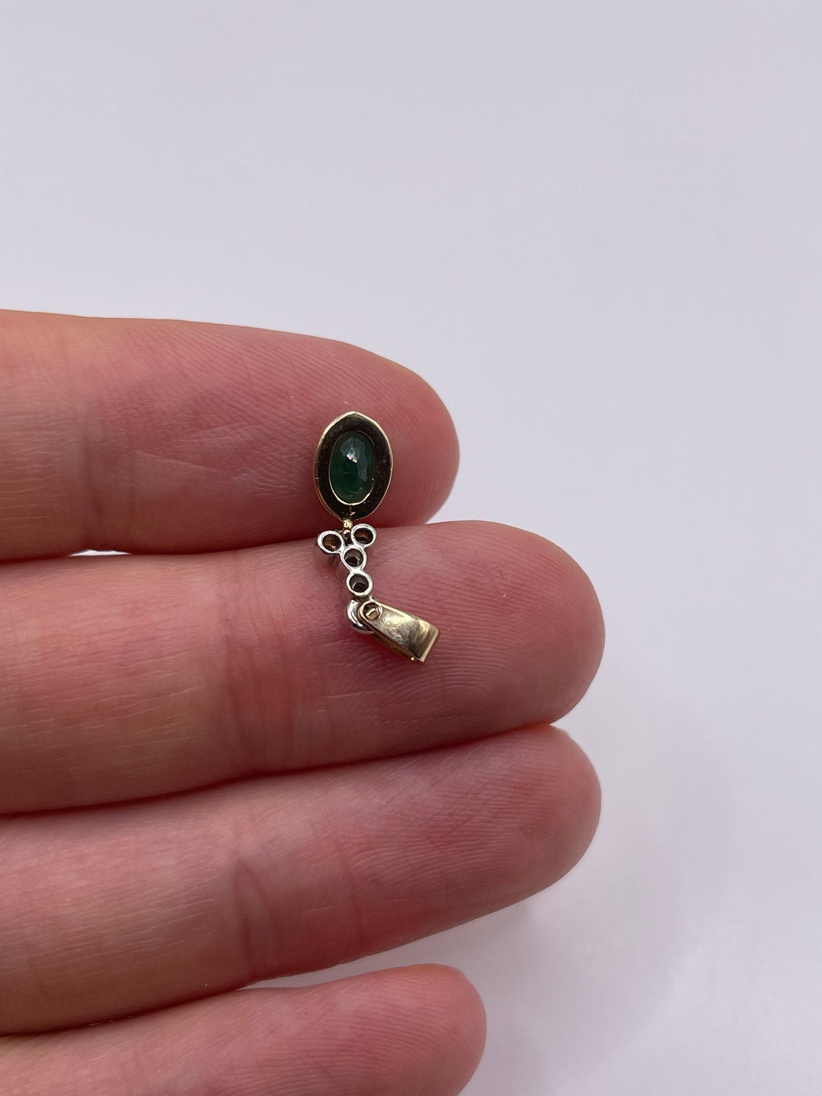 9ct gold emerald and diamond pendant