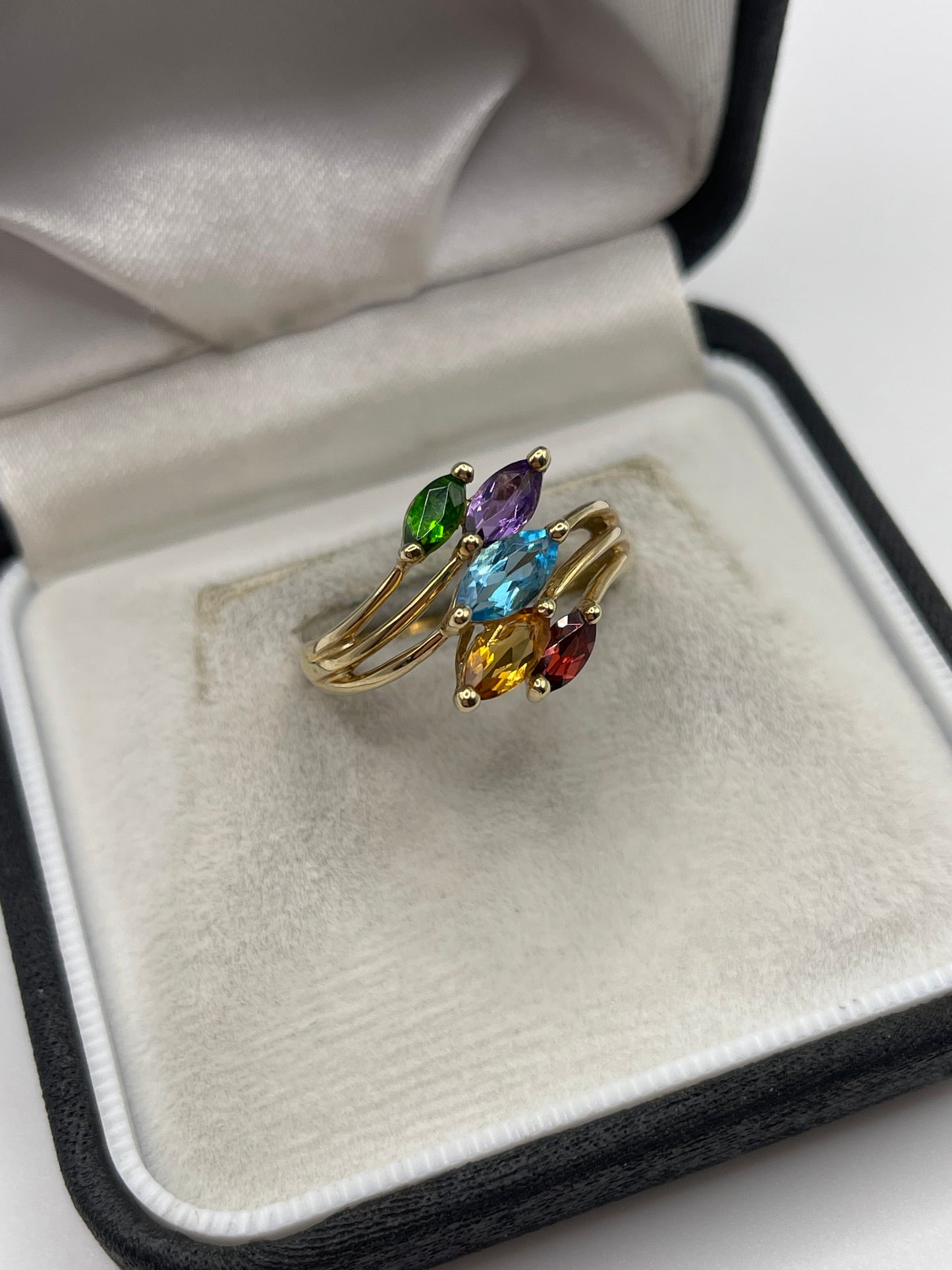 9ct gold multi gemstone ring