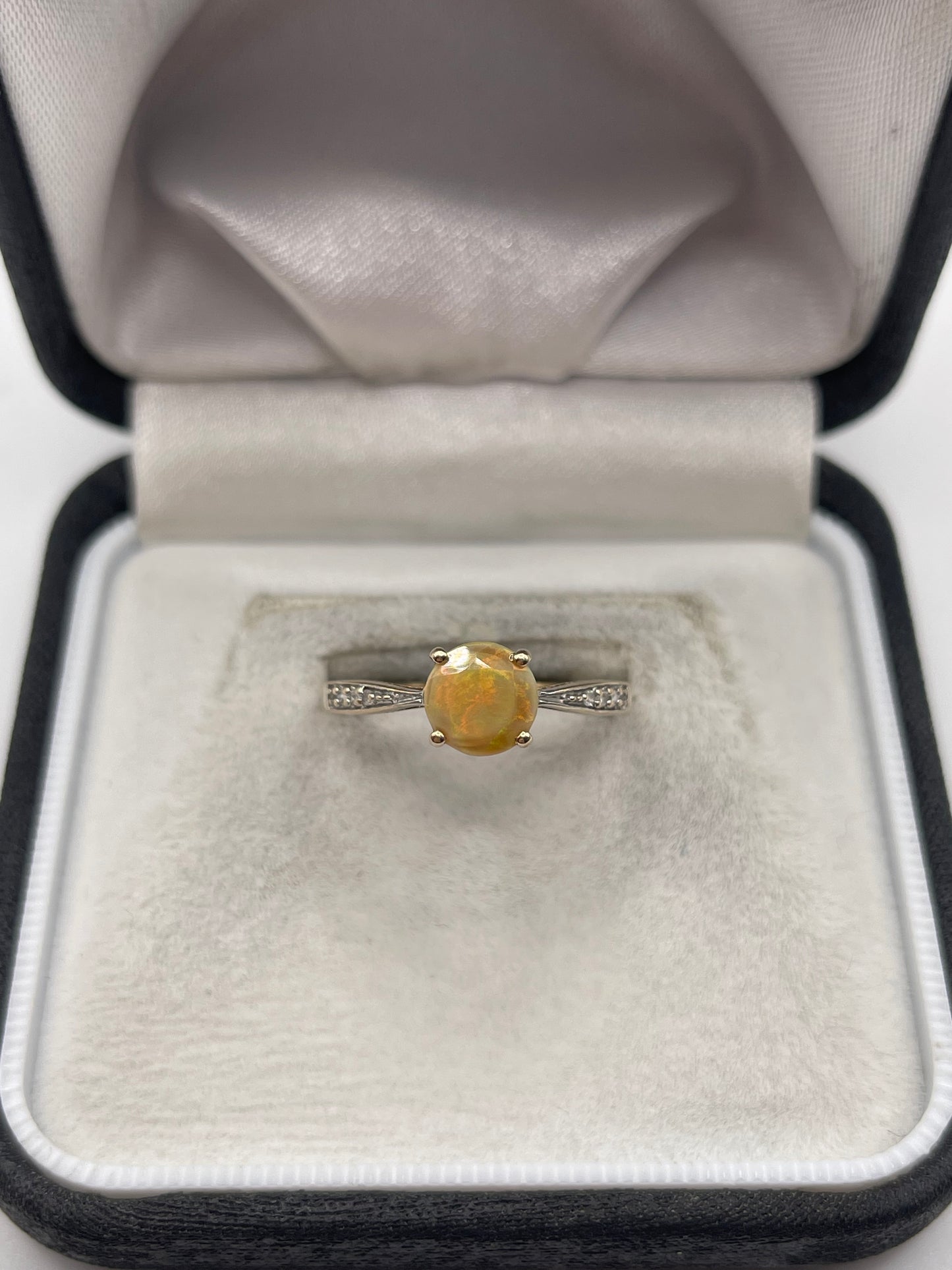 9ct gold opal and diamond ring
