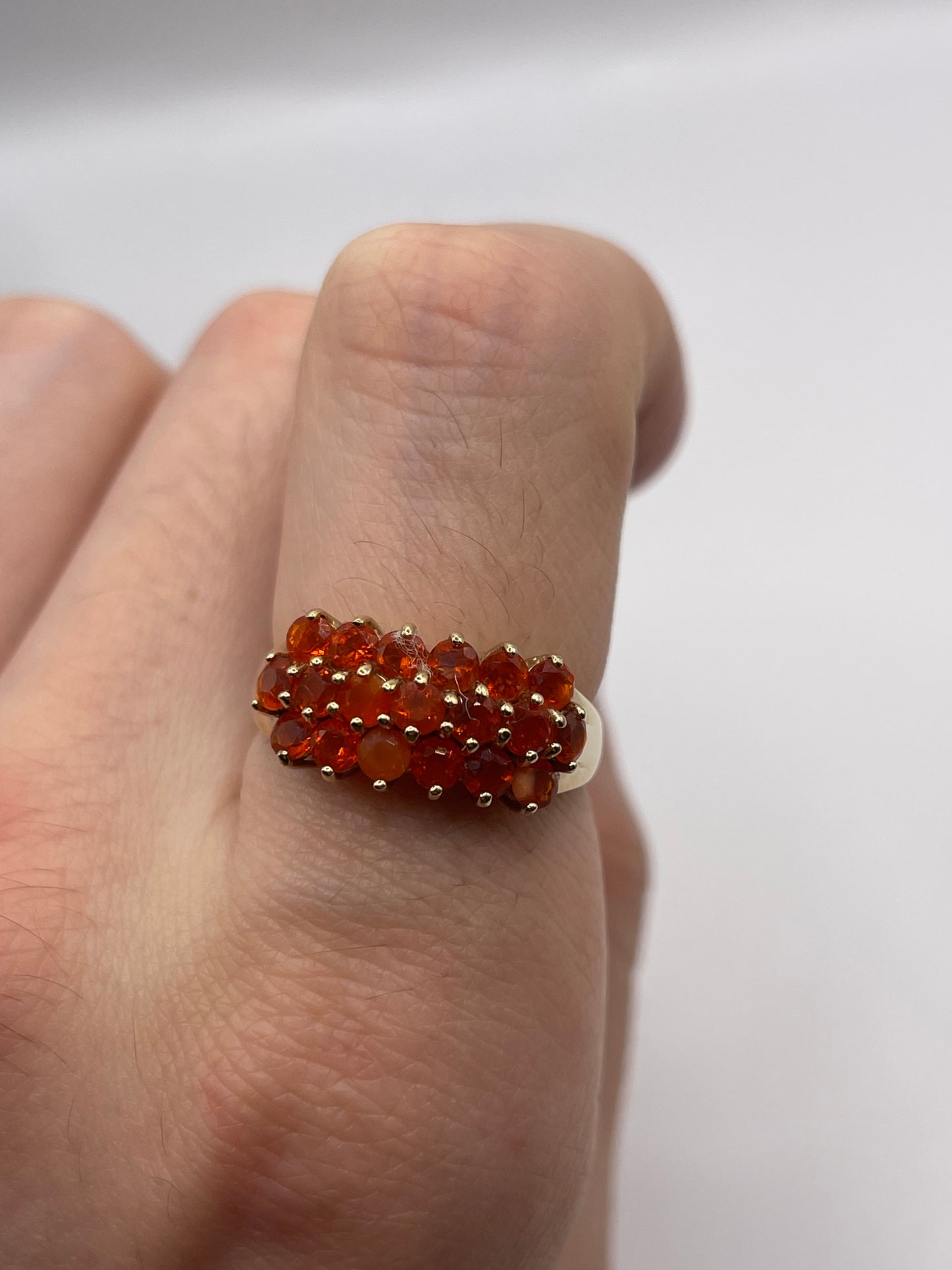 9ct gold fire opal cluster ring