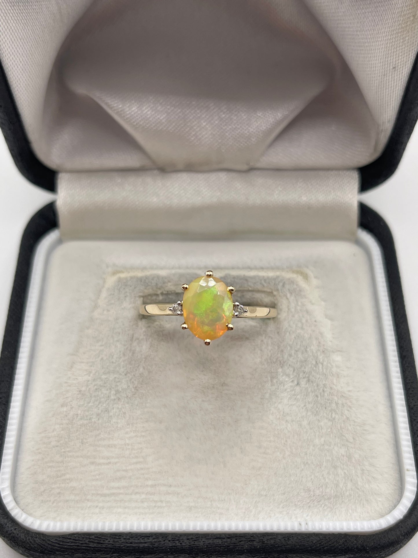 9ct gold opal and zircon ring
