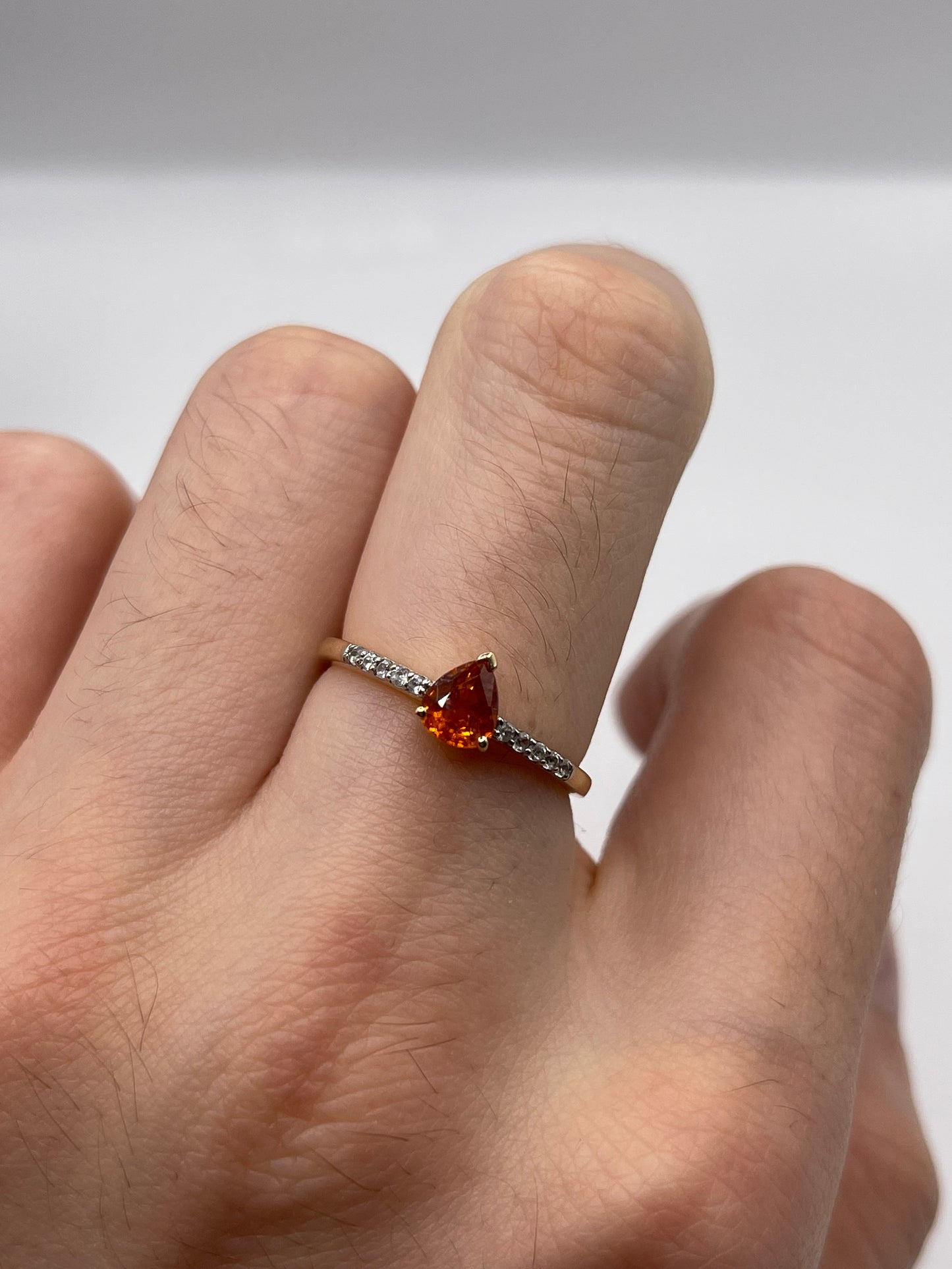 9ct gold orange sapphire and zircon ring