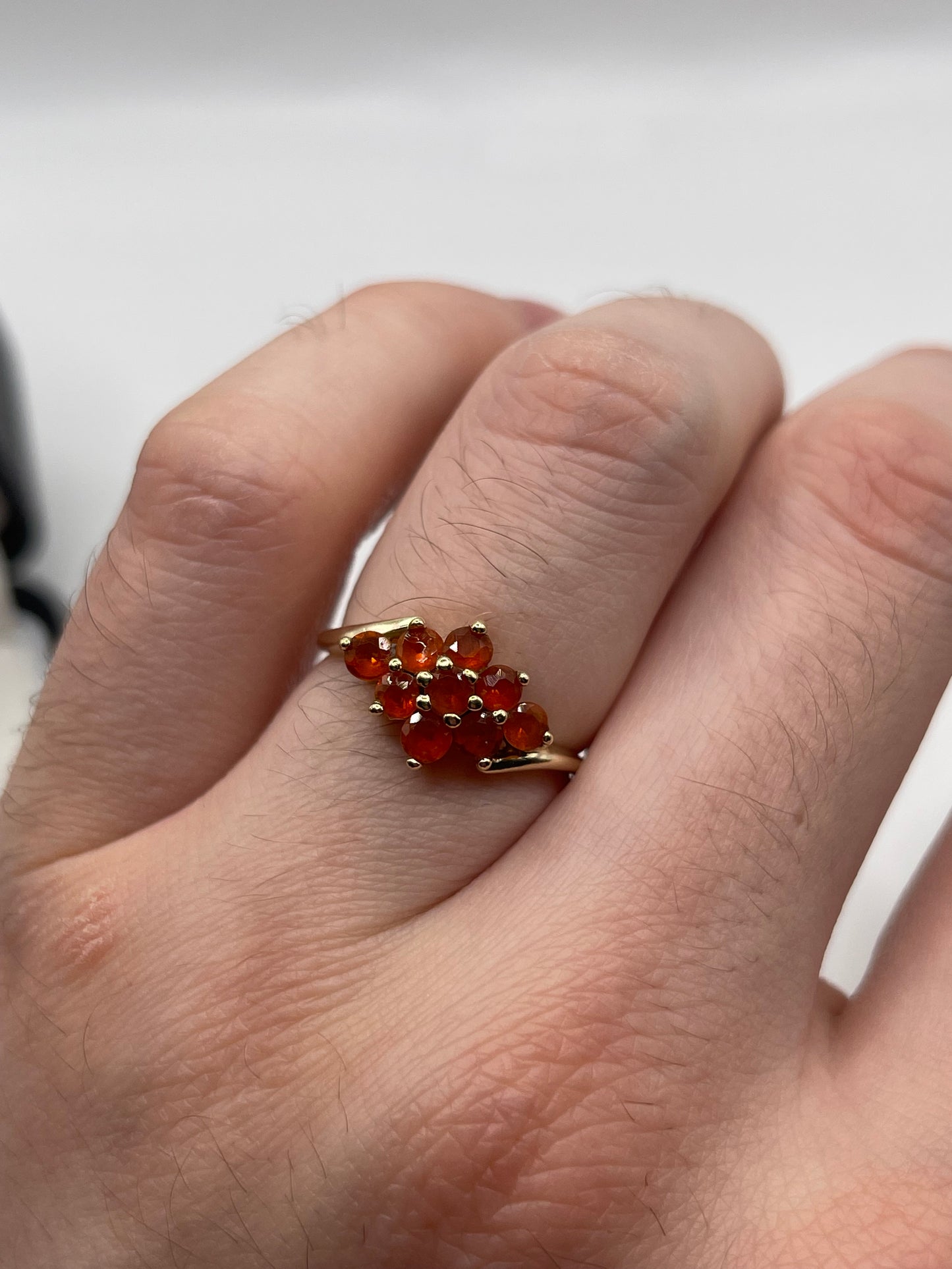 9ct gold fire opal cluster ring