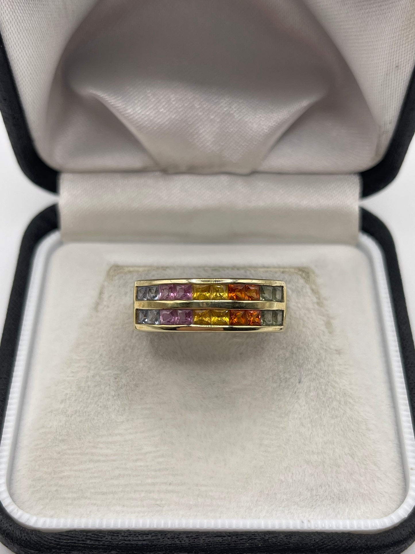 9ct gold multi coloured sapphire ring