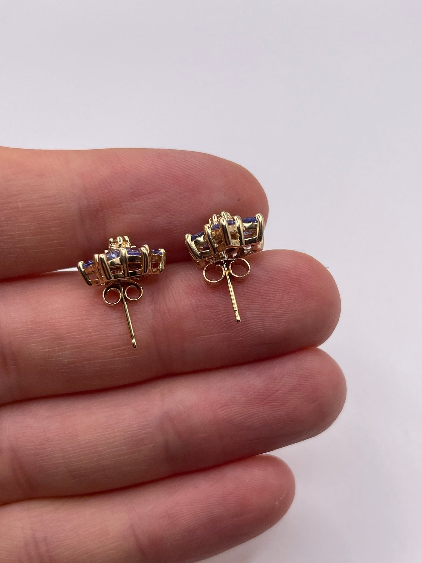 9ct gold tanzanite and diamond earrings
