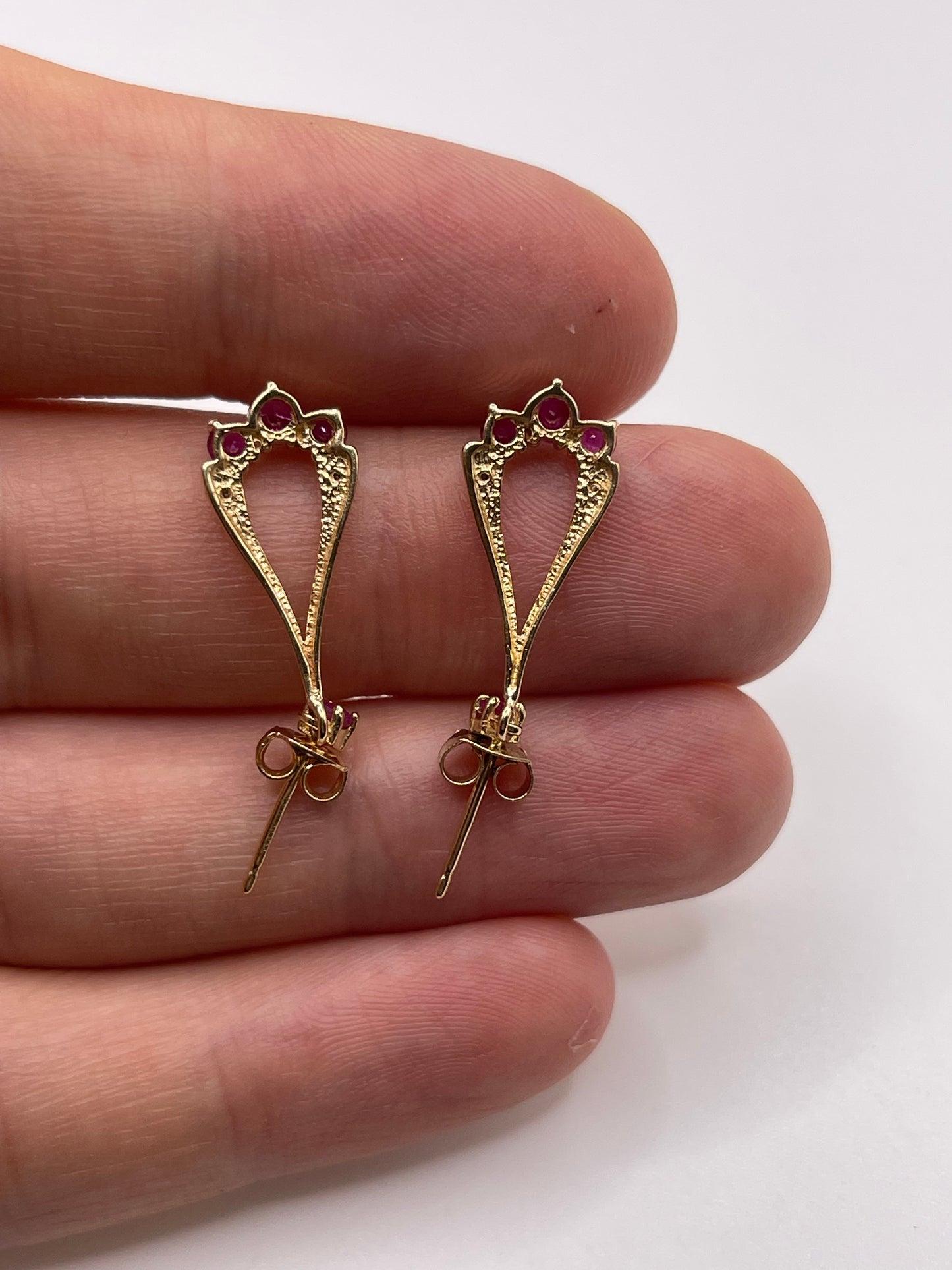 9ct gold ruby and diamond earrings