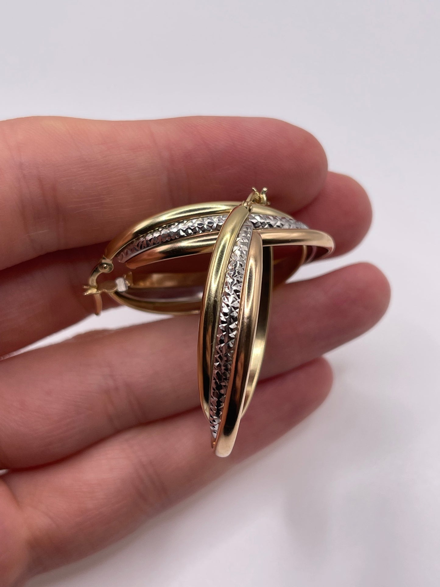 14ct tri gold creole earrings