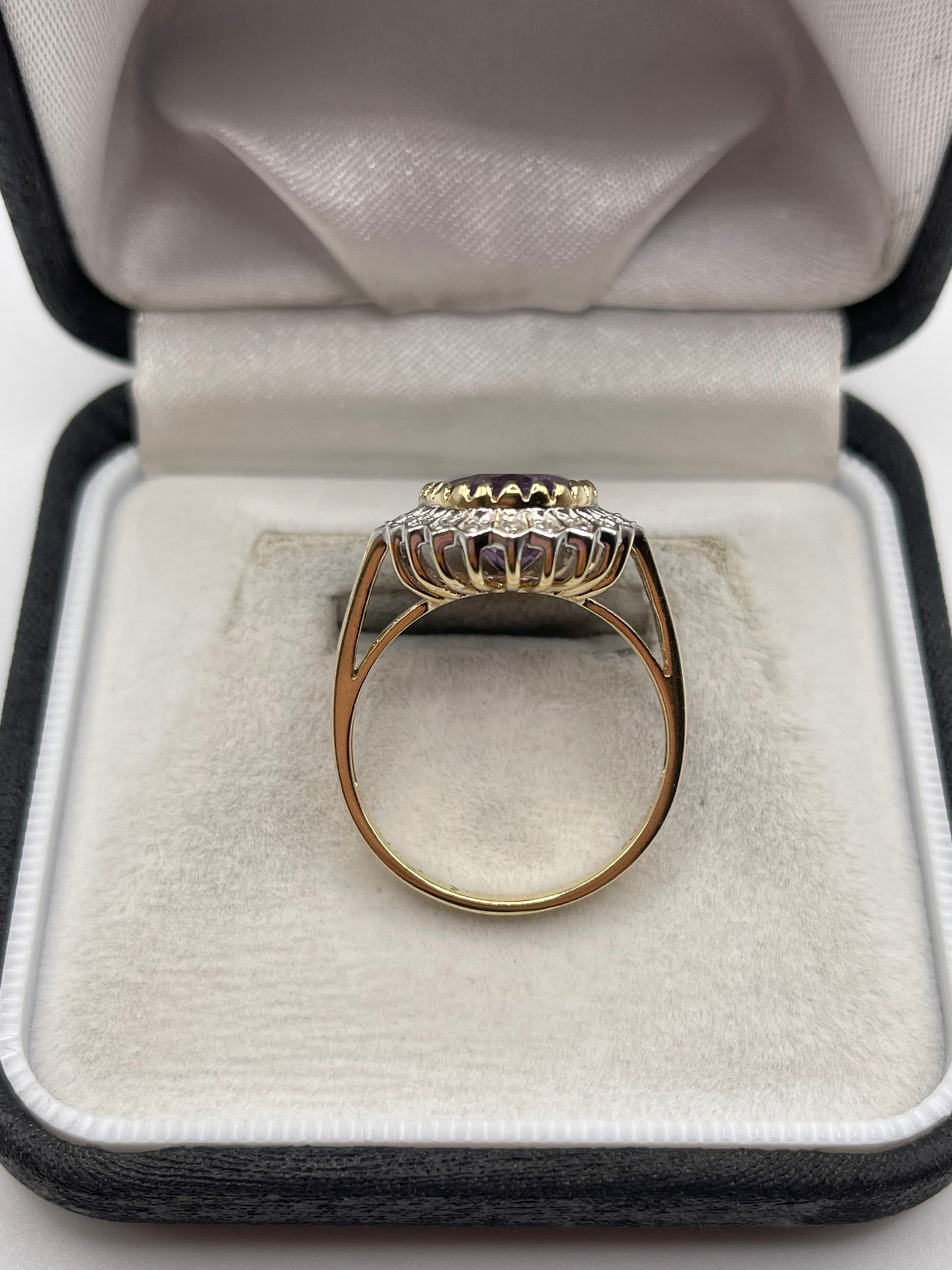 9ct gold amethyst and diamond ring