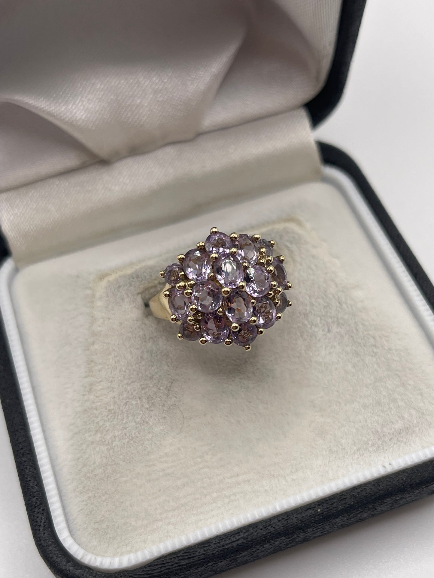 9ct gold amethyst cluster ring