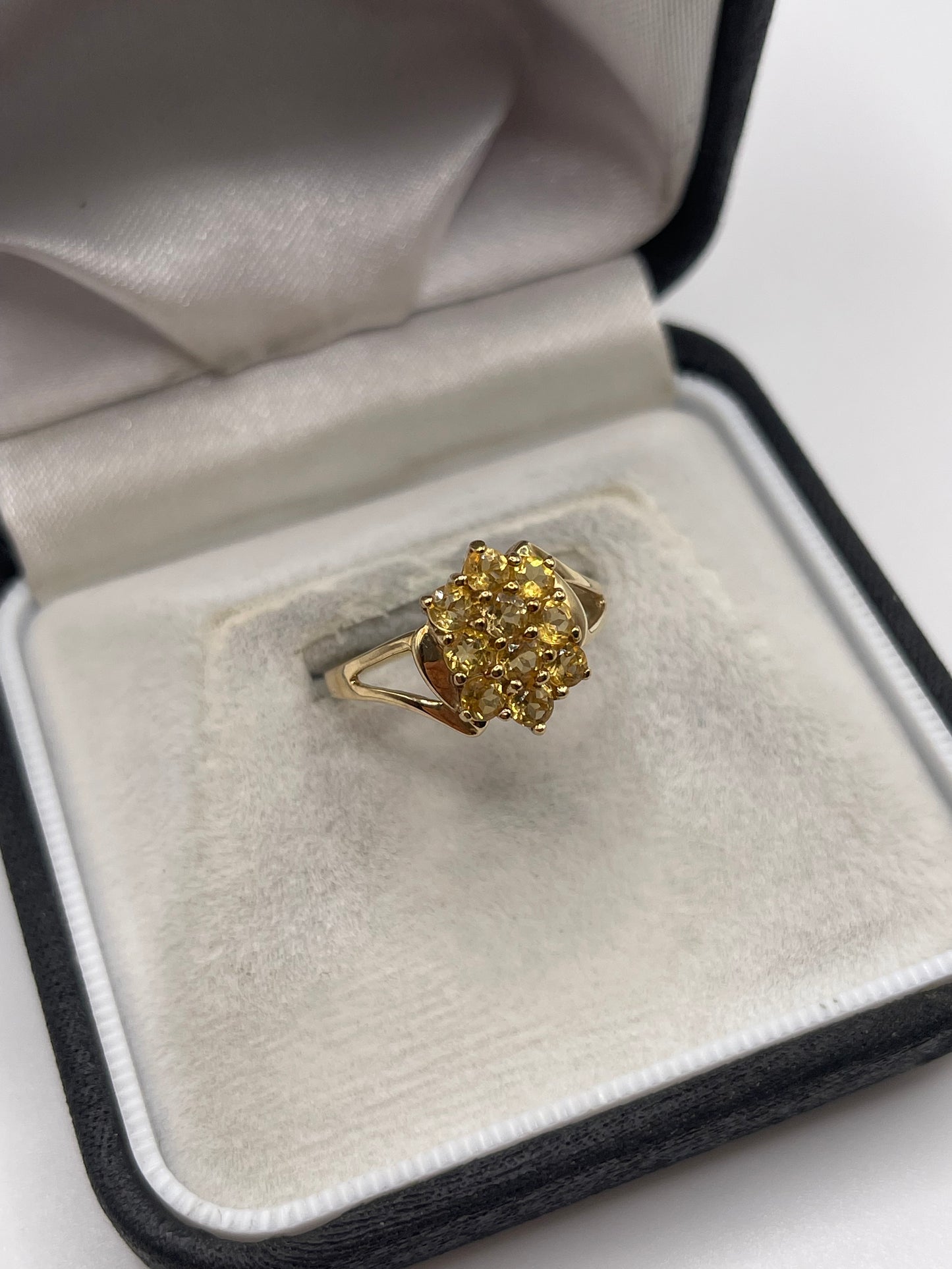9ct gold citrine cluster ring
