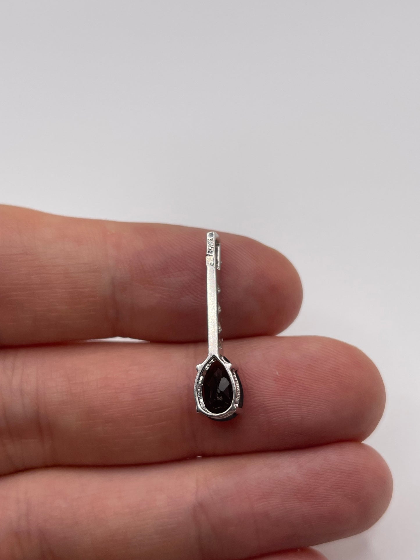 9ct white gold Smokey quartz and diamond pendant