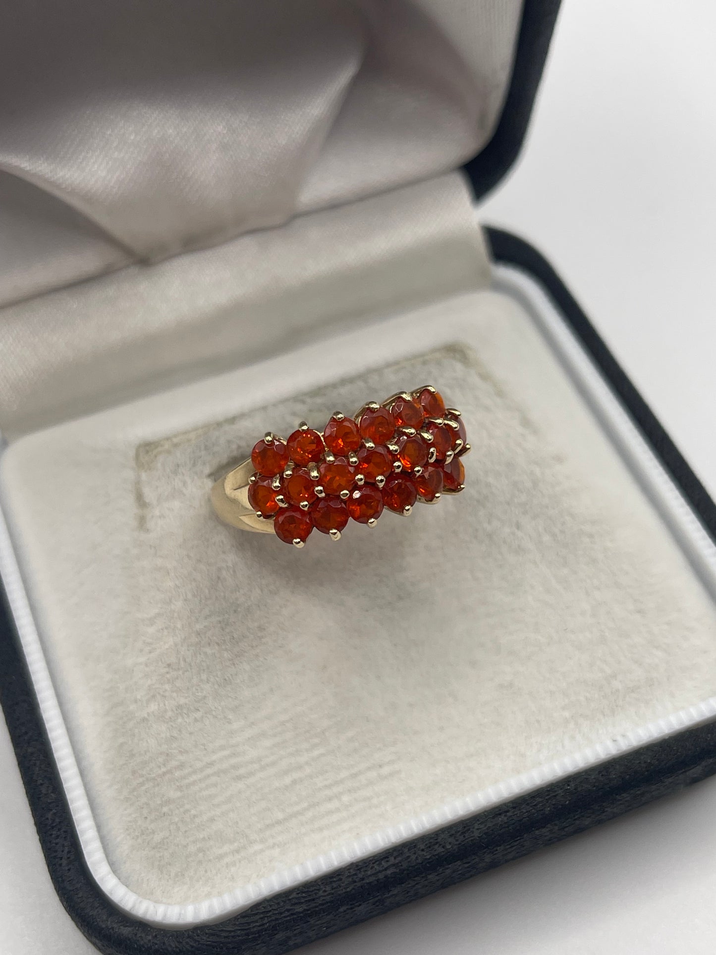 9ct gold fire opal cluster ring