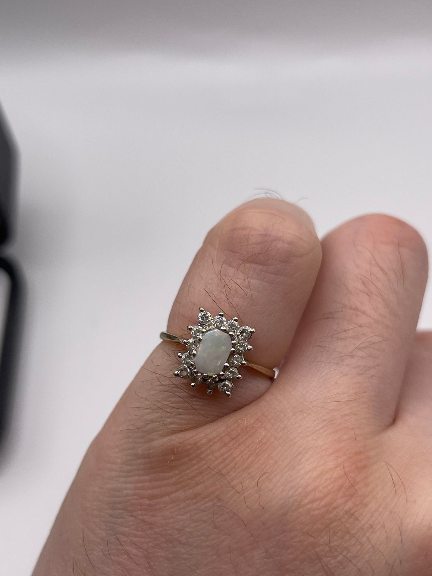 9ct gold opal and cz ring