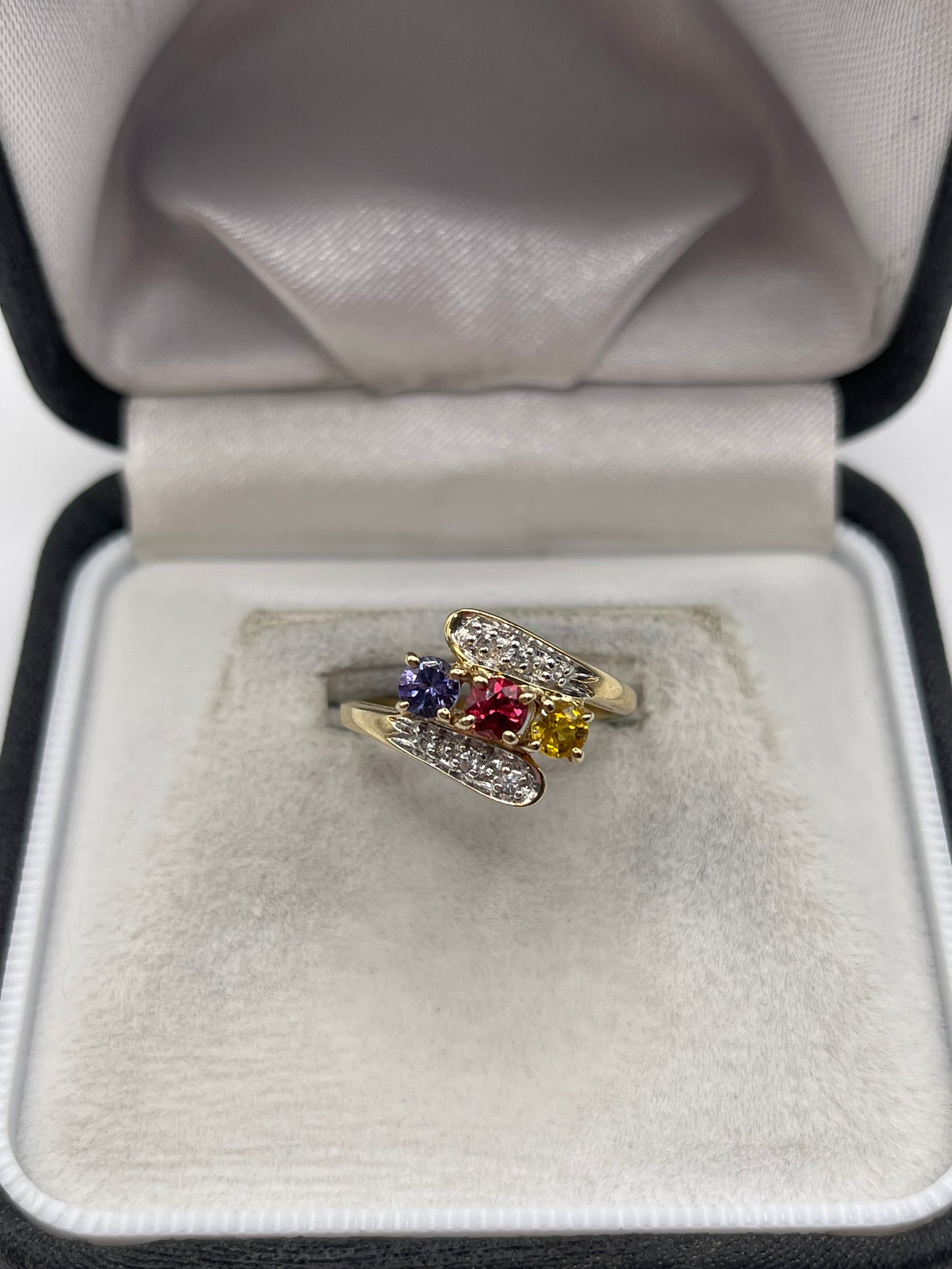 9ct gold multi-gem and zircon ring