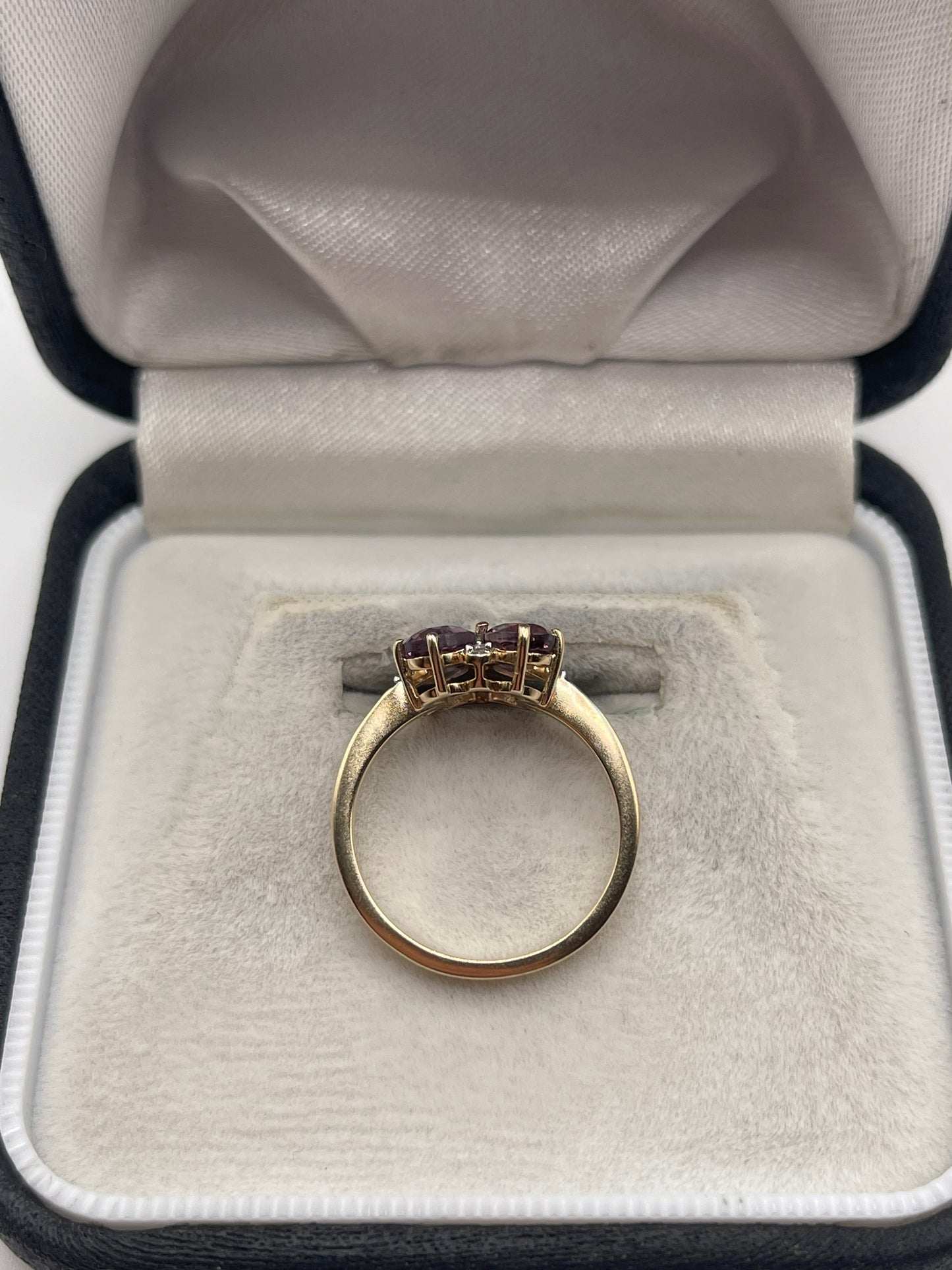 9ct gold spinel and zircon ring