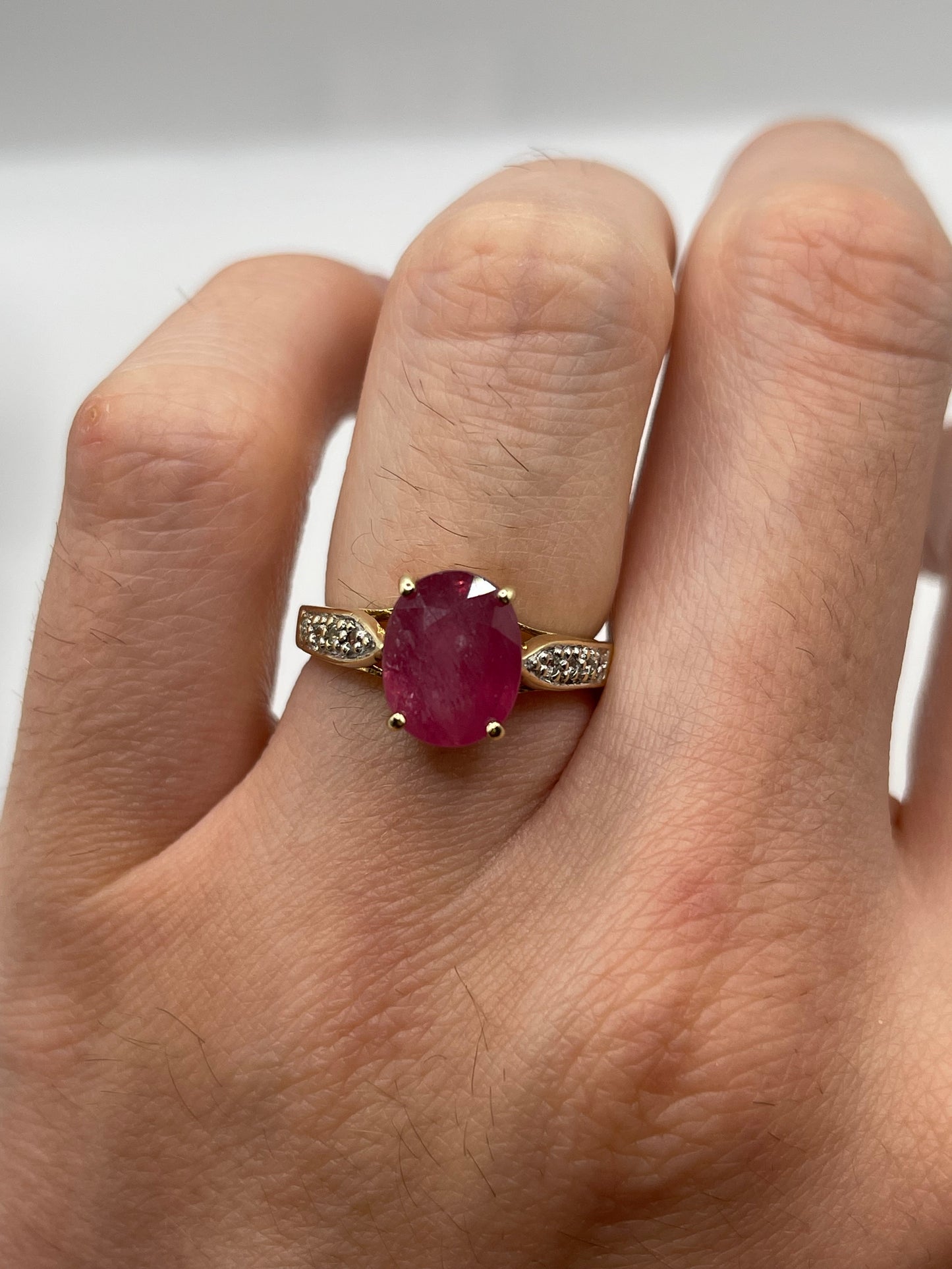 9ct gold ruby and diamond ring