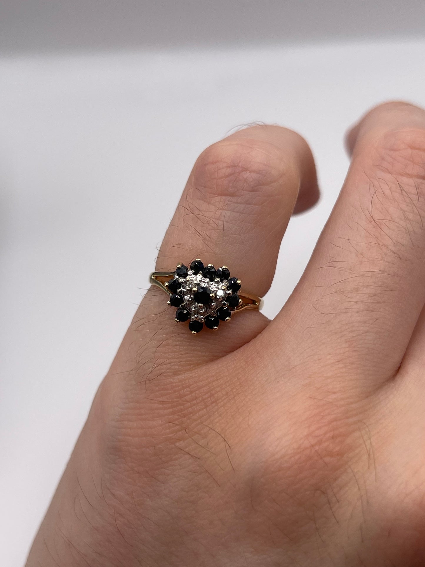 9ct gold sapphire and diamond heart ring